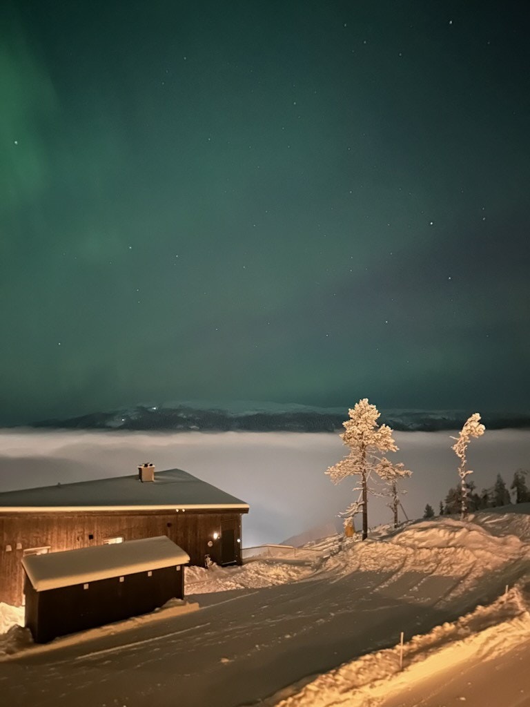 Utensikten fra balkongen - flott nordlys! Foto privat. Galleribilde