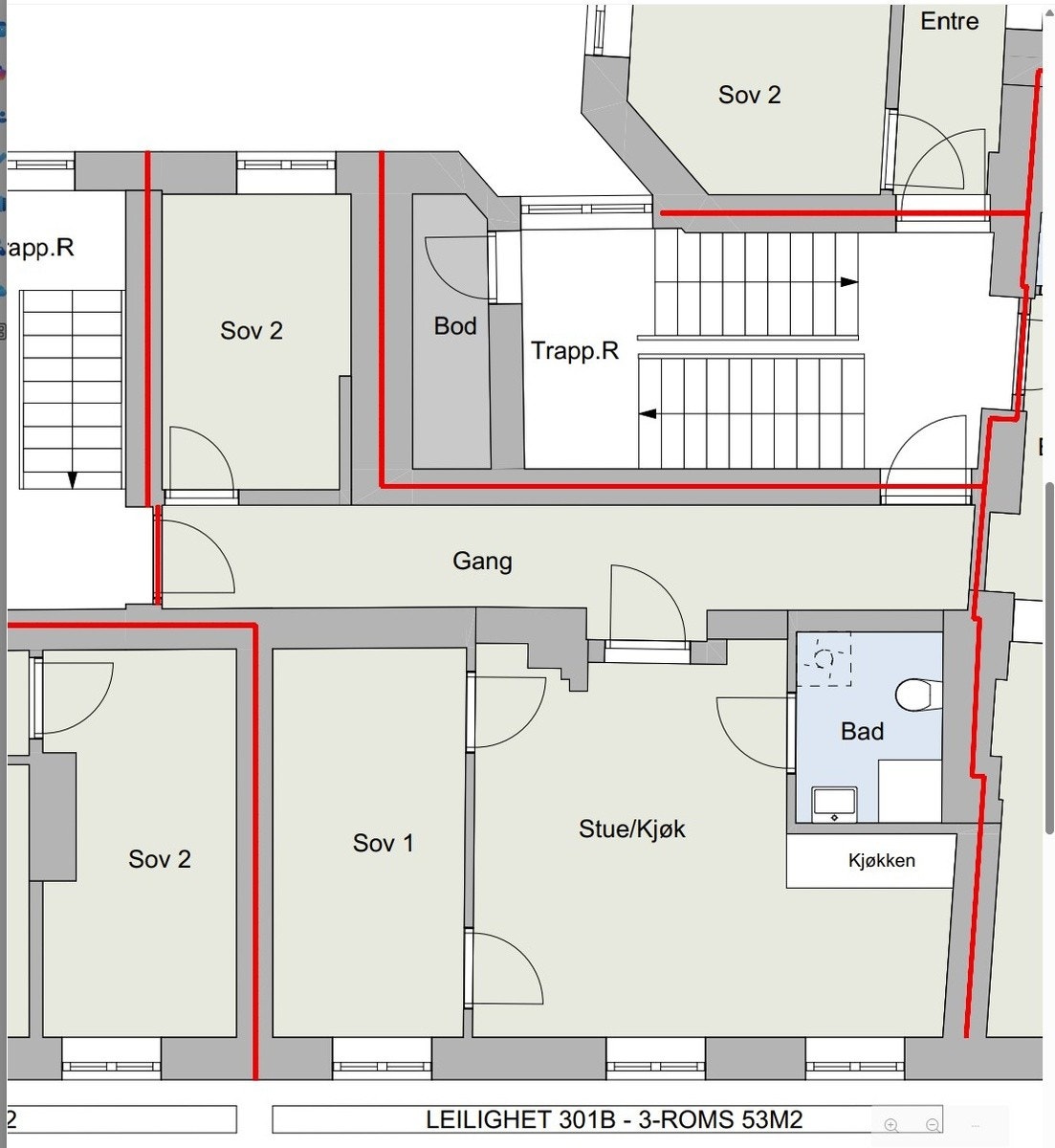 Plantegning 46B - H0301 (3-roms) Galleribilde