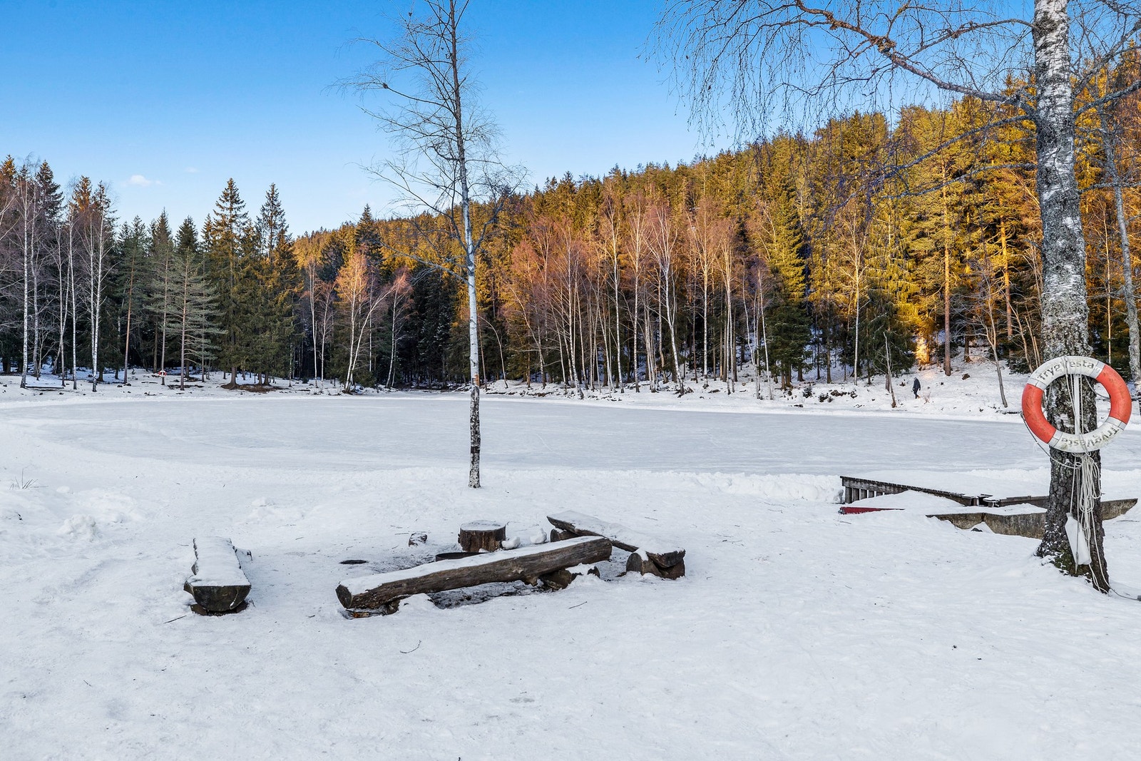 Isdammen, like ved boligen, ved inngangen til marka Galleribilde