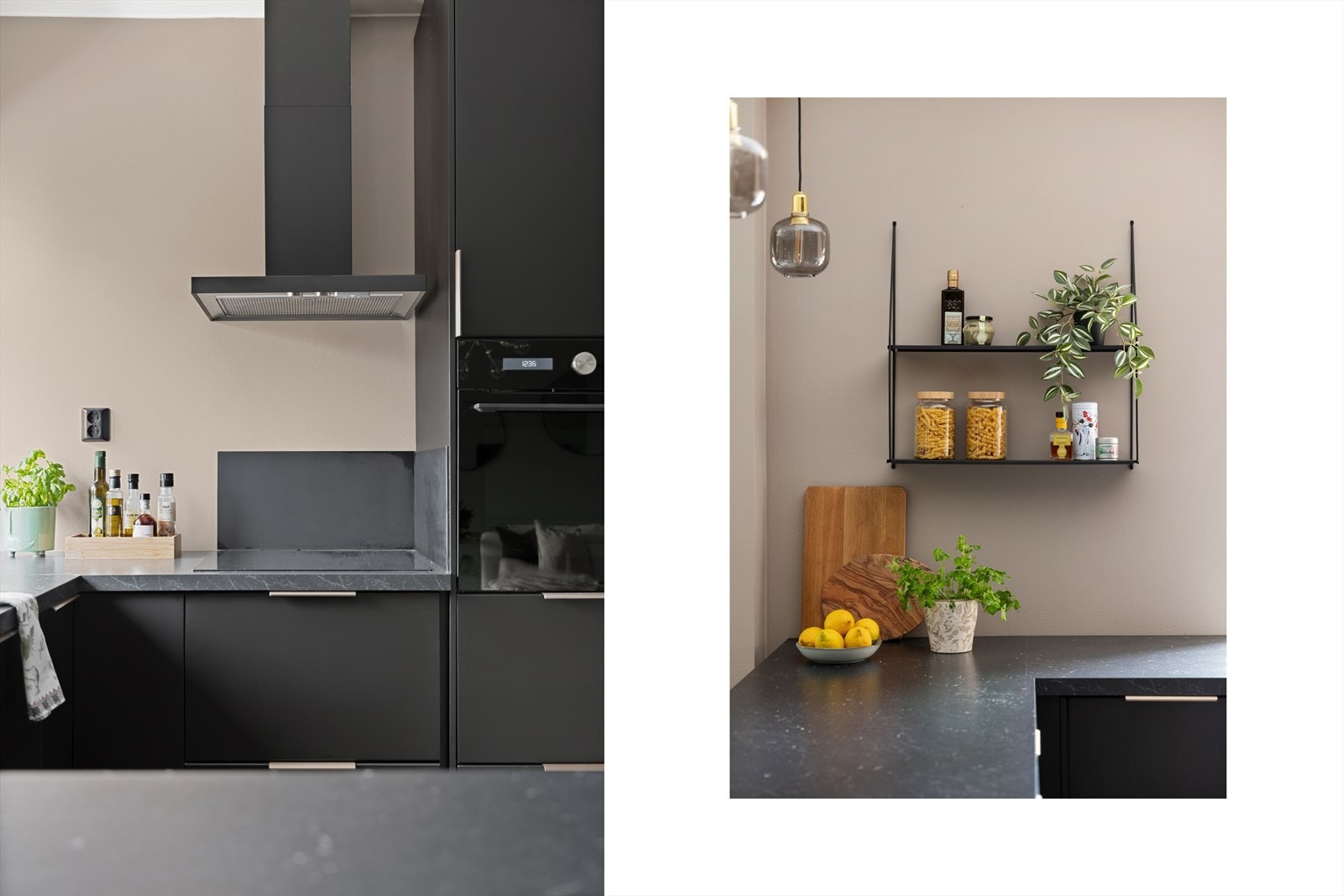 Alle hvitevarer er integrerte og består av platetopp, stekeovn, ventilator, oppvaskmaskin og kjøl-/fryseskap. Galleribilde