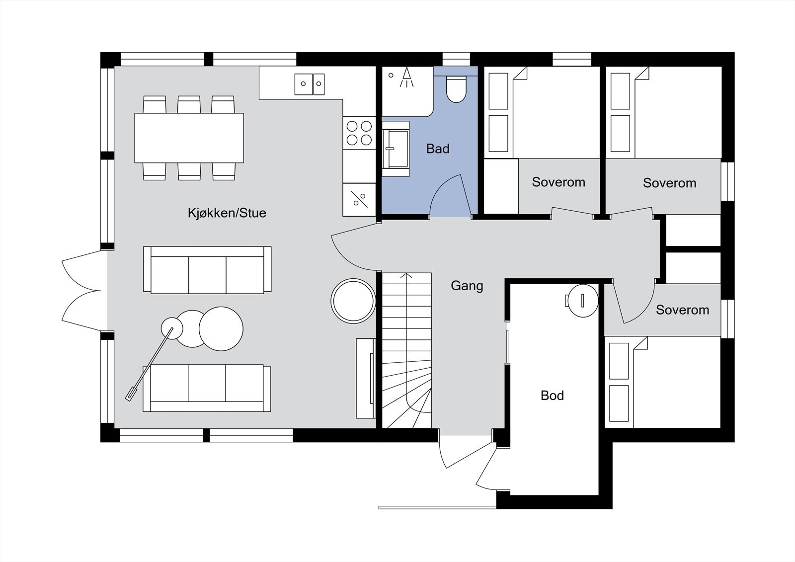 Plantegning 1. etasje. Galleribilde