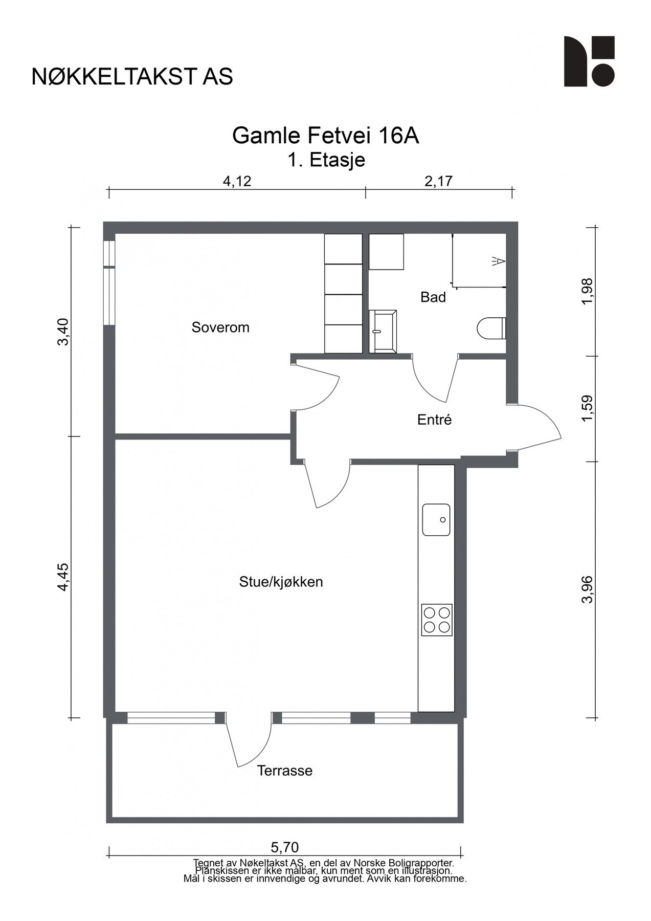 For en ekstra liten oversikt får du først se plantegningen over leiligheten. Galleribilde