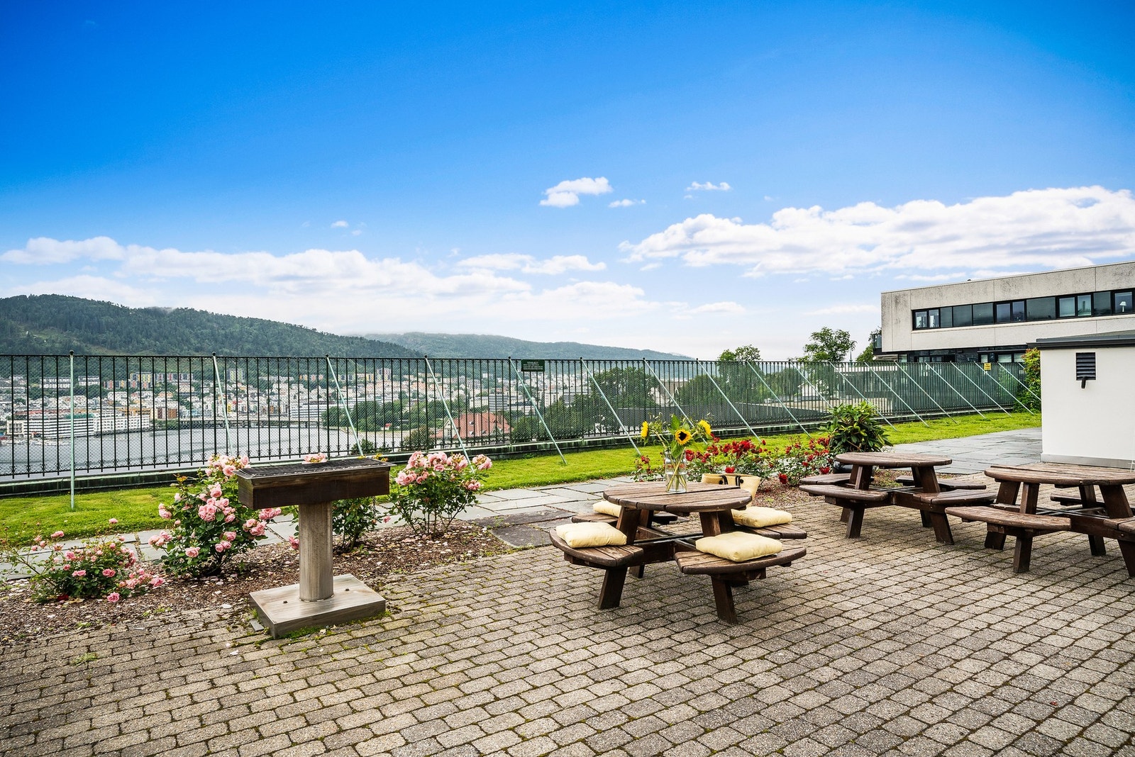 - Det er stor felles takterrasse over bygning nr. 82, kan benyttes av alle beboere i Hansaparken - Galleribilde