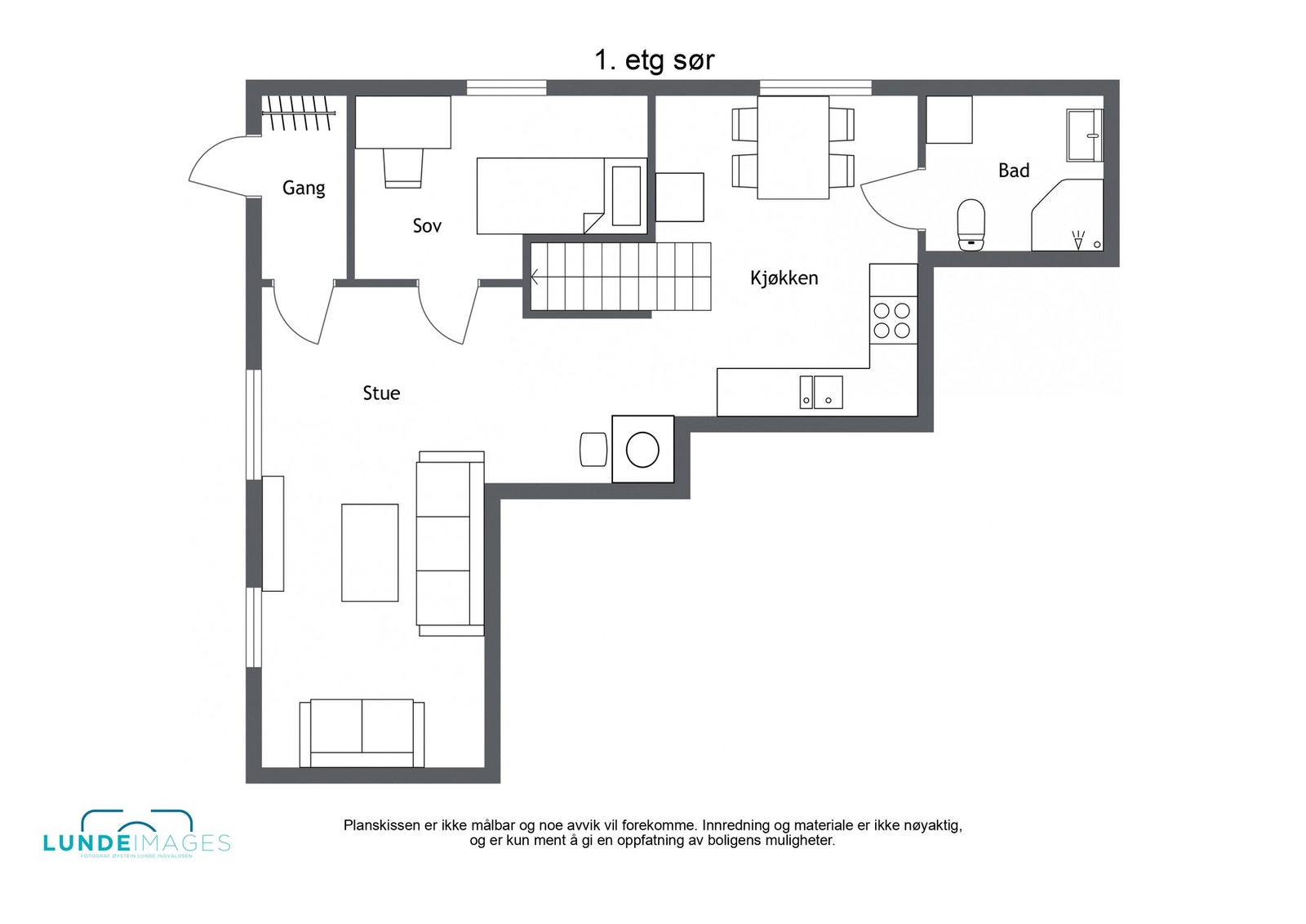 Planskisse 1.etg utleiedel - ikke målbar Galleribilde