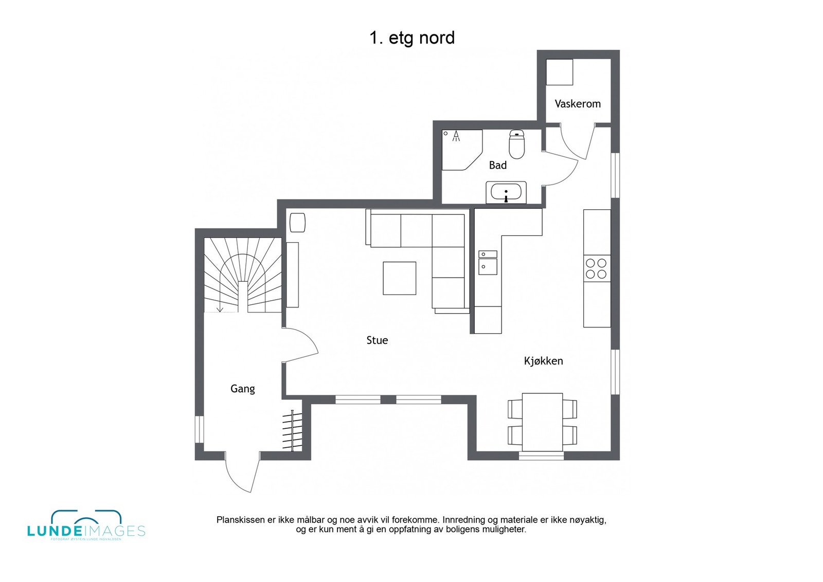 Planskisse 1.etg hoveddel - ikke målbar Galleribilde