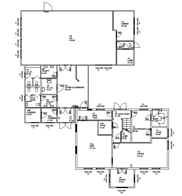 Plantegning 1.etg Galleribilde