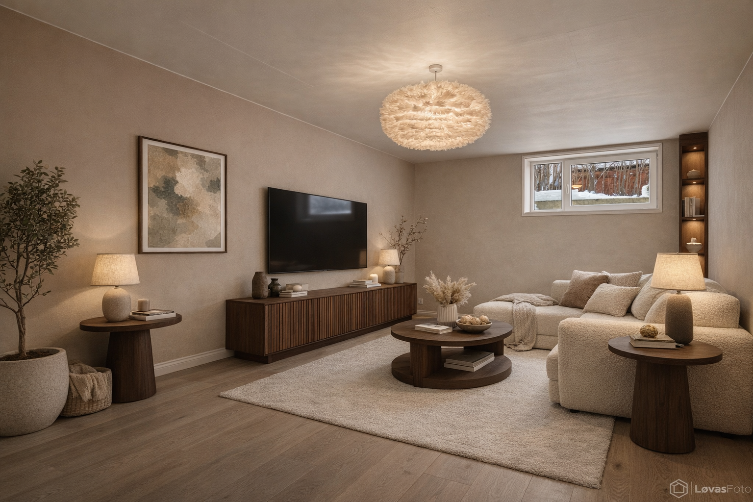 Renovert og stylet soverom/kjellerstue. Bildet er digitalt renovert/stylet og er kun som inspirasjon. Avvik på størrelsesforhold og annet kan forekomme. Galleribilde