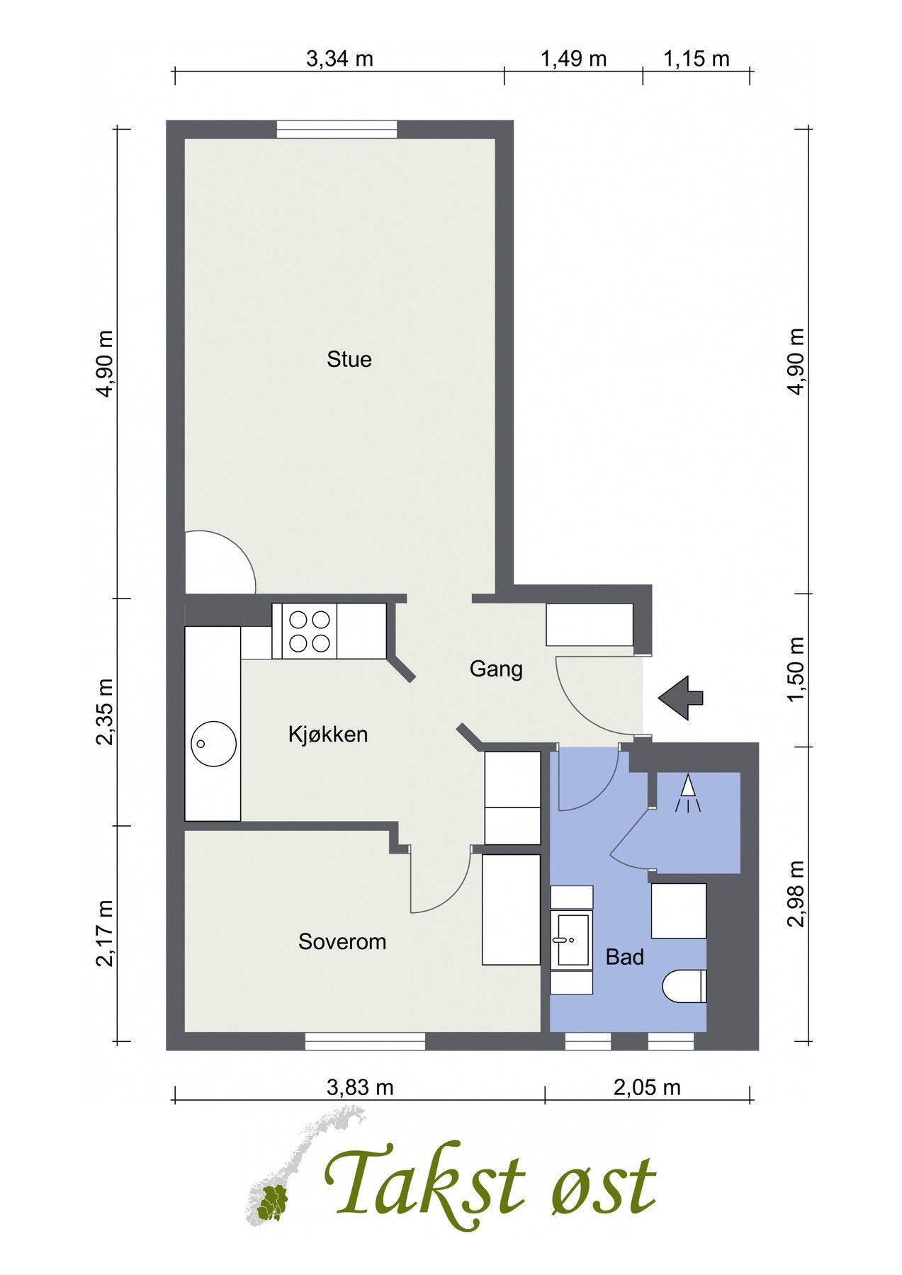 Leilighetens planskisse - avvik kan forekomme. Galleribilde