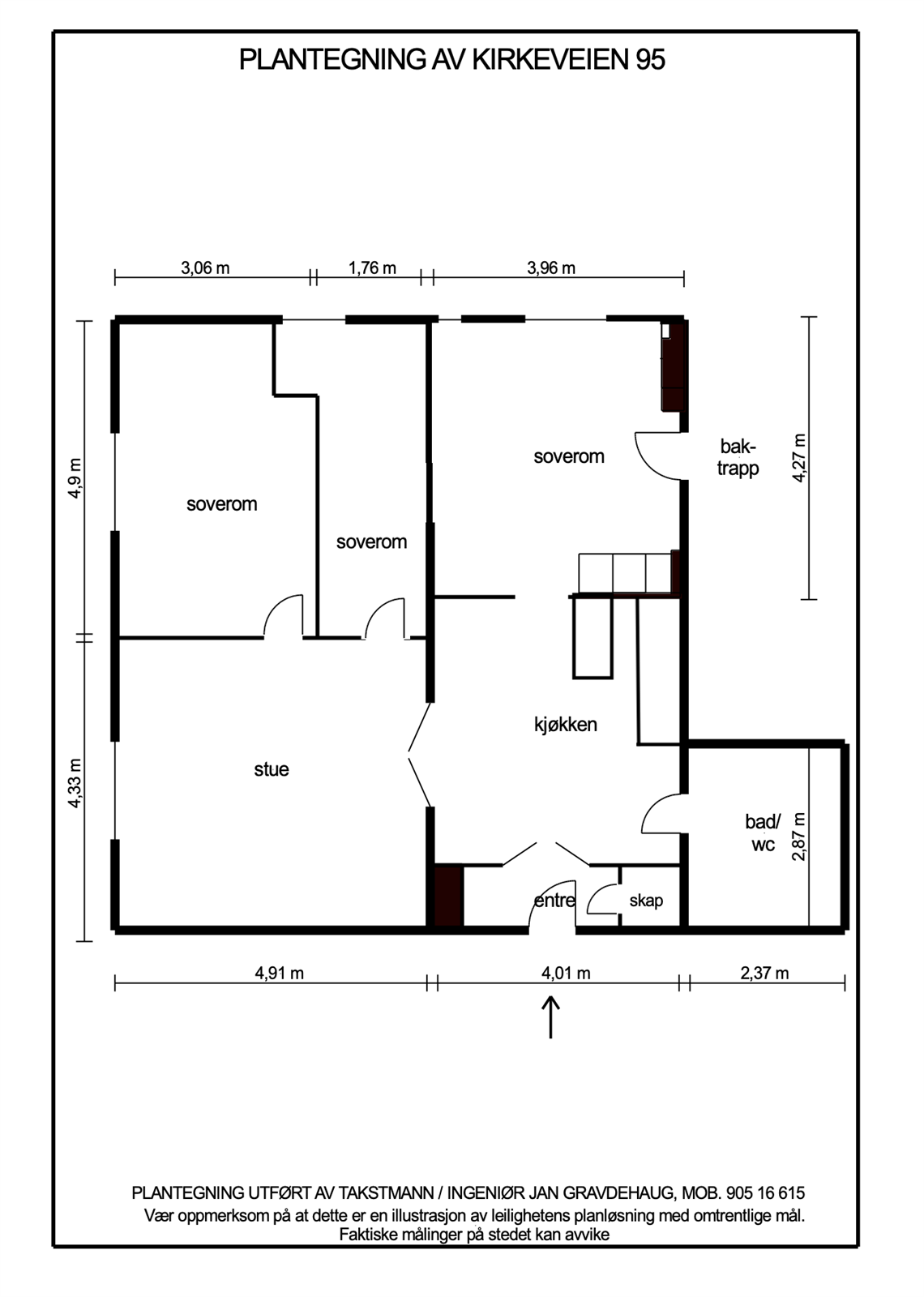 Alternativ planskisse med 3 soverom. Galleribilde