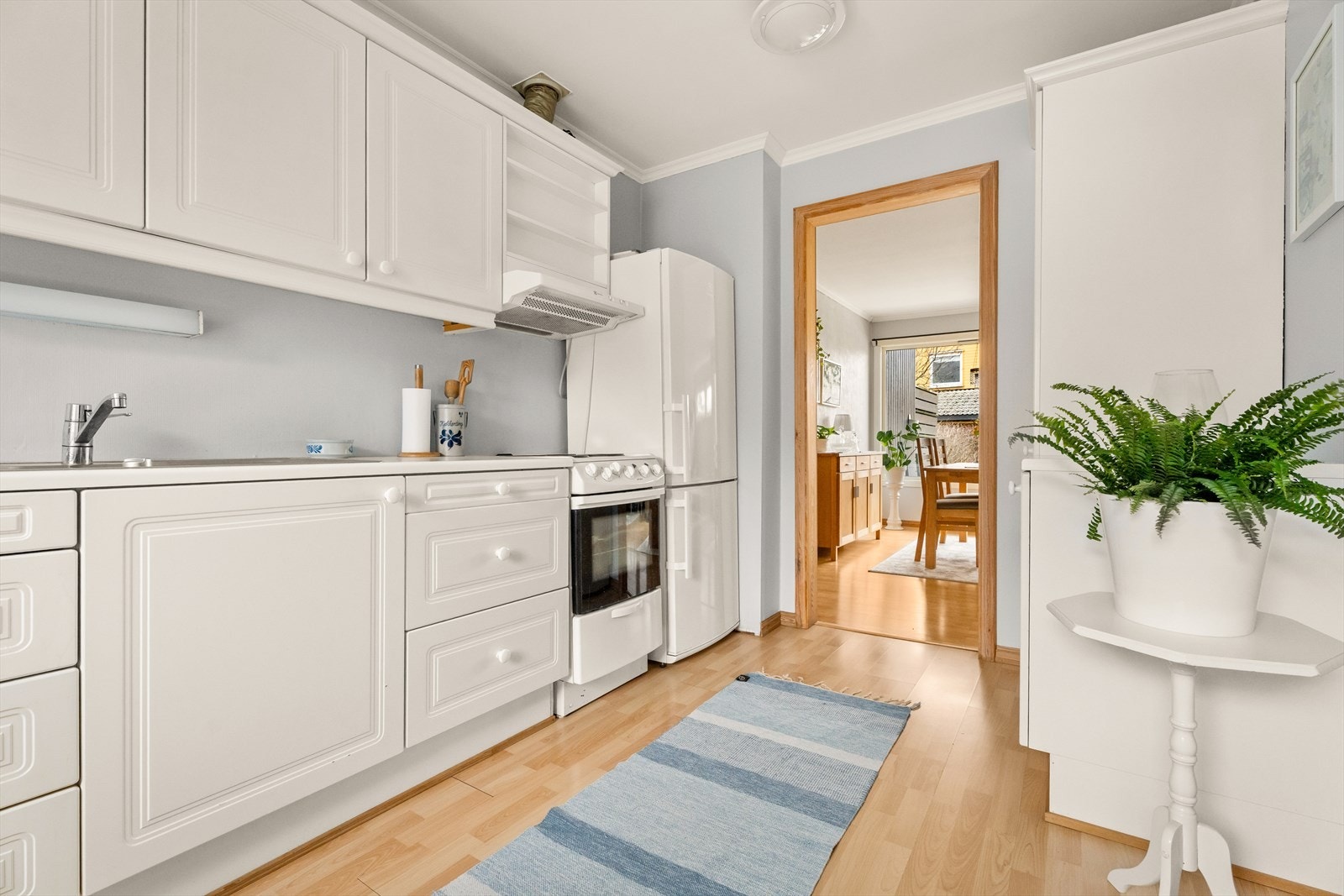 God arbeidsflyt med hvitevarer og vask i nærheten av hverandre. Galleribilde