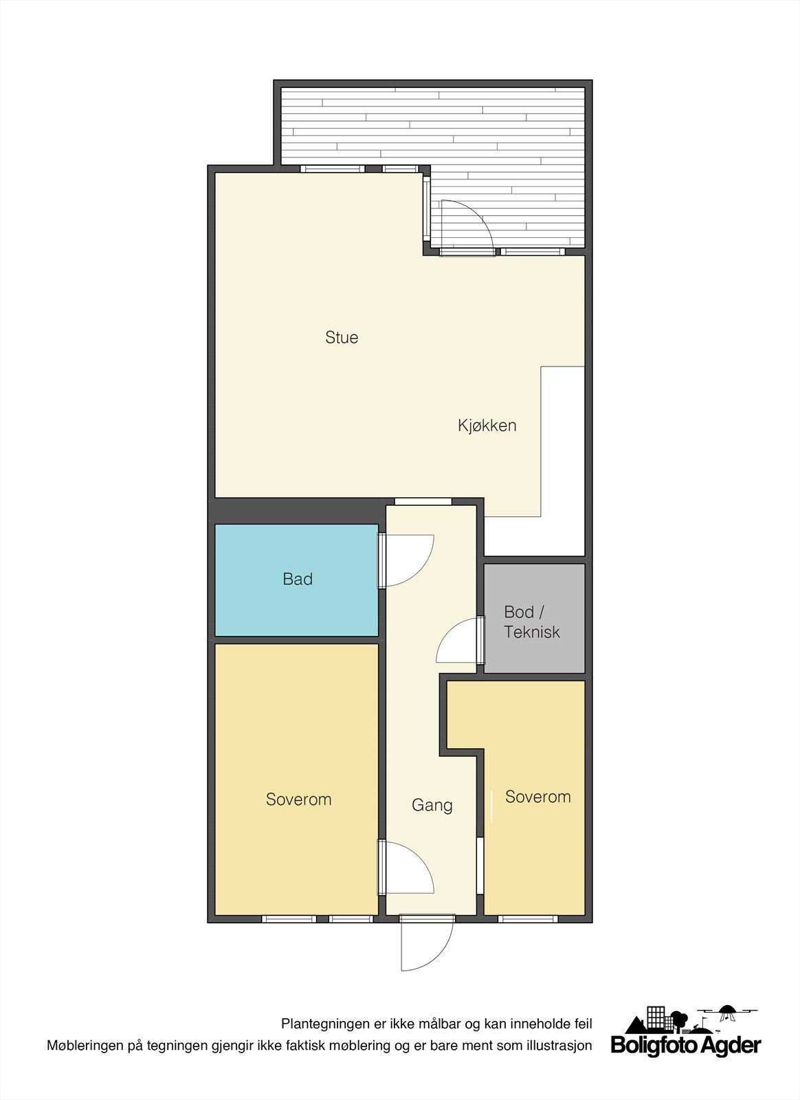 Praktisk planløsning fordelt på 73 kvm, pluss balkong Galleribilde