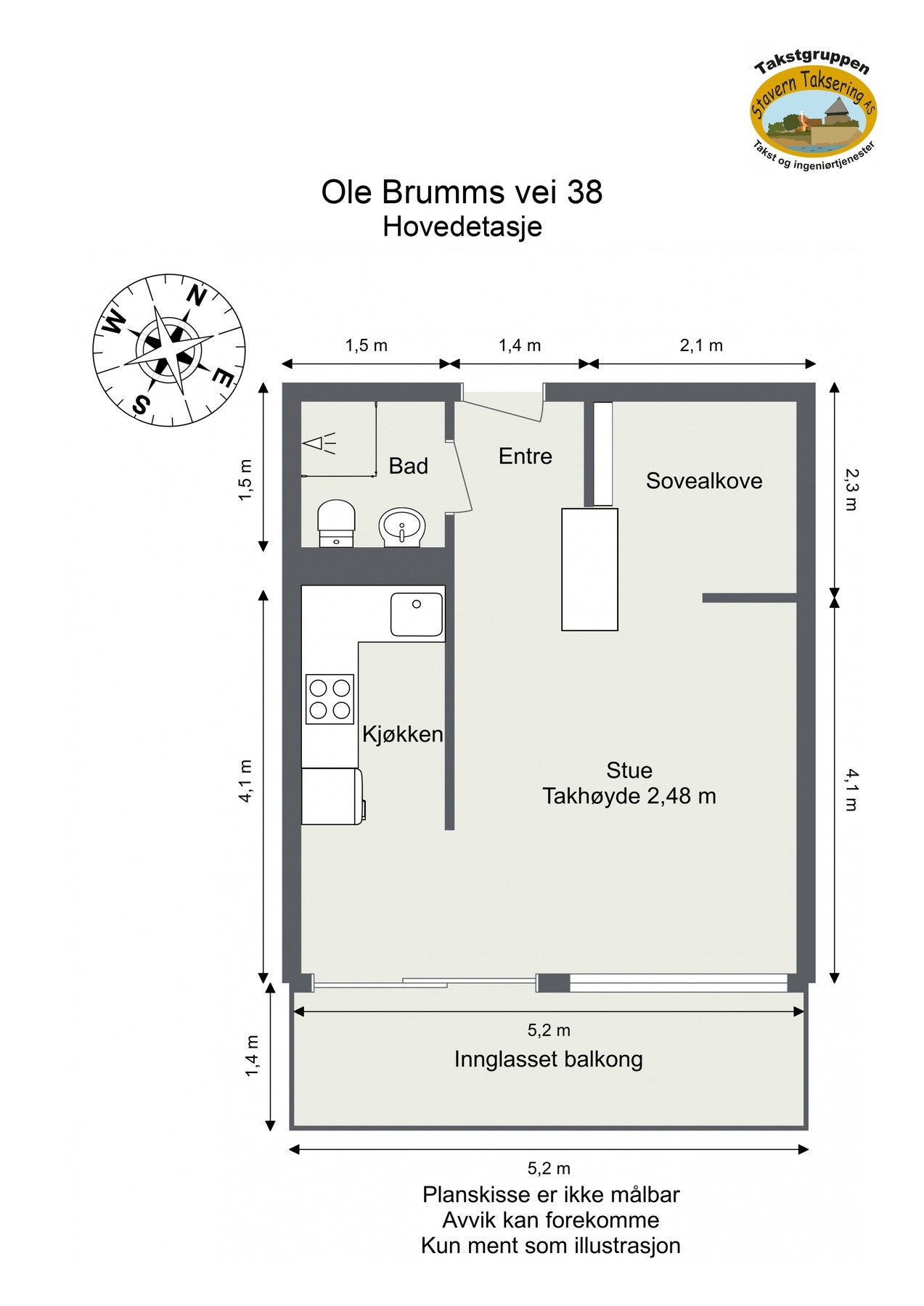 Målsatt plantegning. Galleribilde