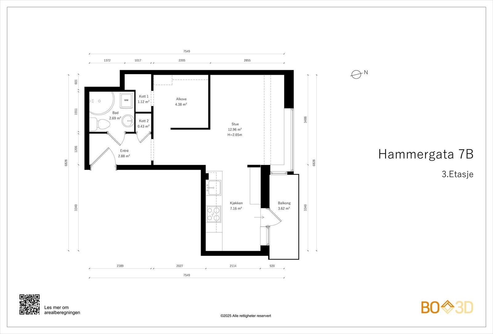 I tillegg til innvendige arealer disponerer boligen to boder: en loftsbod og en kjellerbod, begge på 2 kvm. hver. Galleribilde