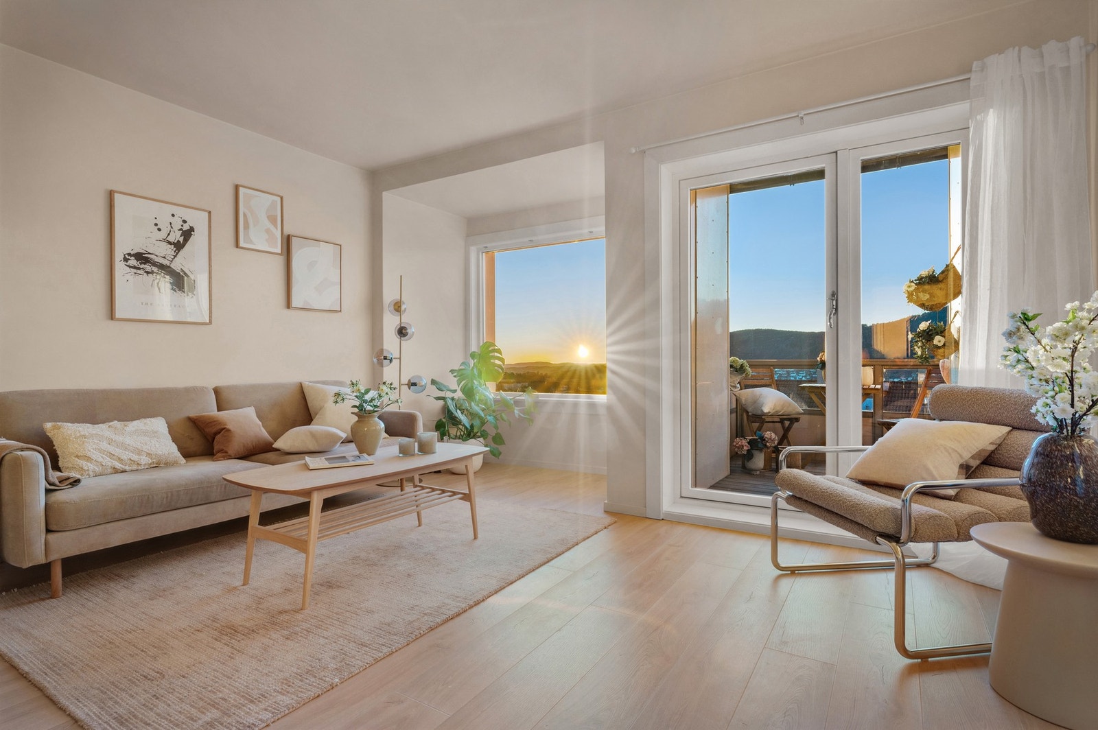 - Leiligheten byr på en gjennomgående lys og trivelig atmosfære - Galleribilde