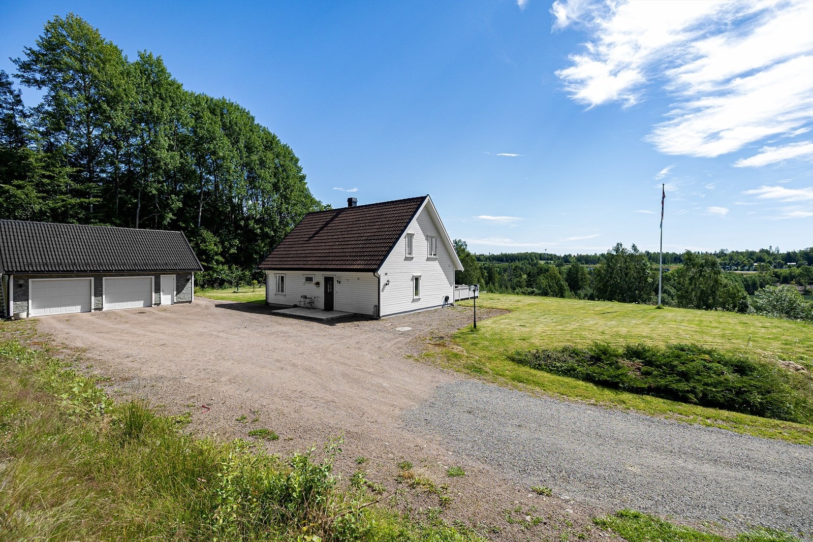 Stor dobbelgarasje med innredet loft. Galleribilde