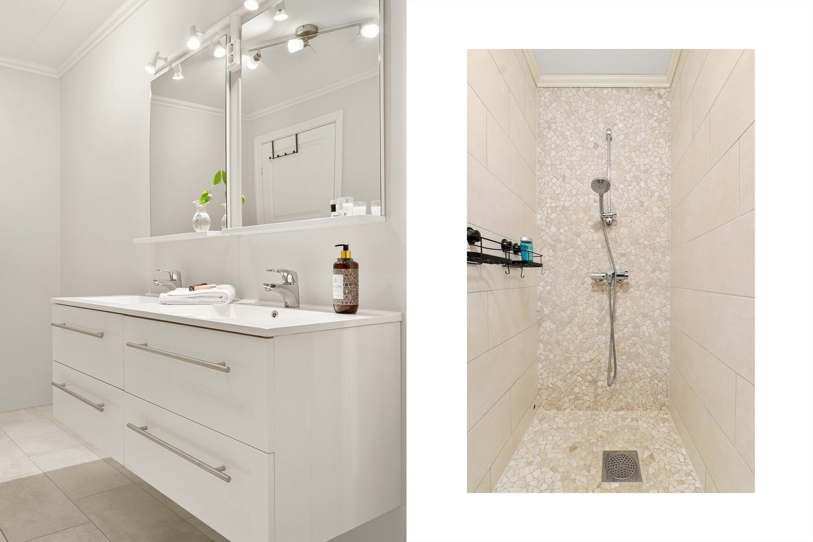 Boligen inneholder to lekre baderom, ett i hver etasje. Galleribilde