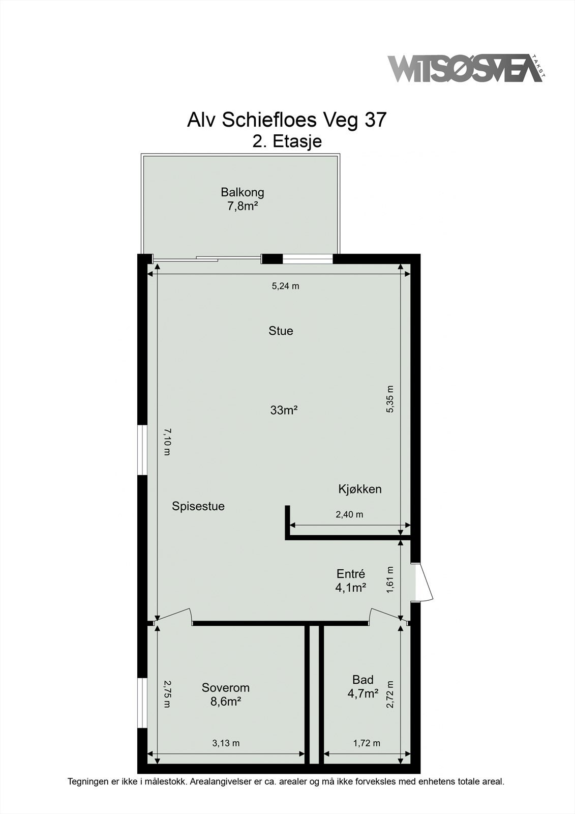 Alv Schiefloes Veg 37 - plantegning Galleribilde