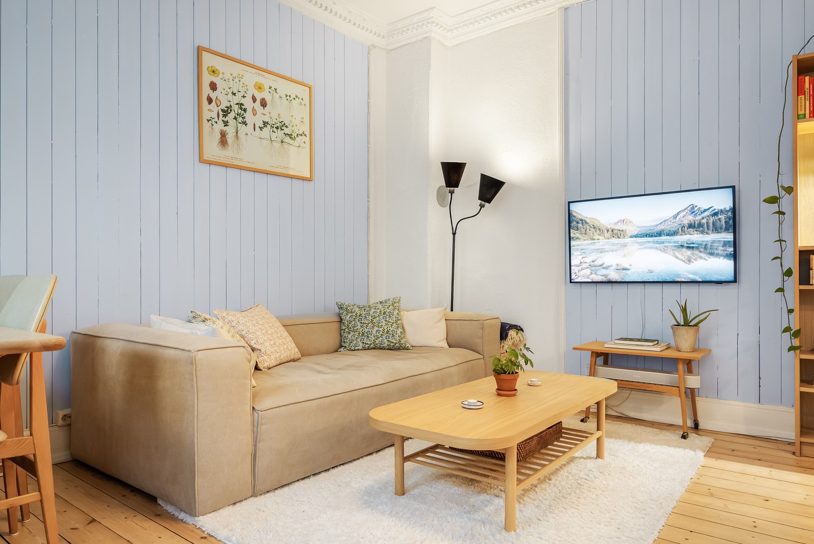 God plass til romslig sofa. Galleribilde