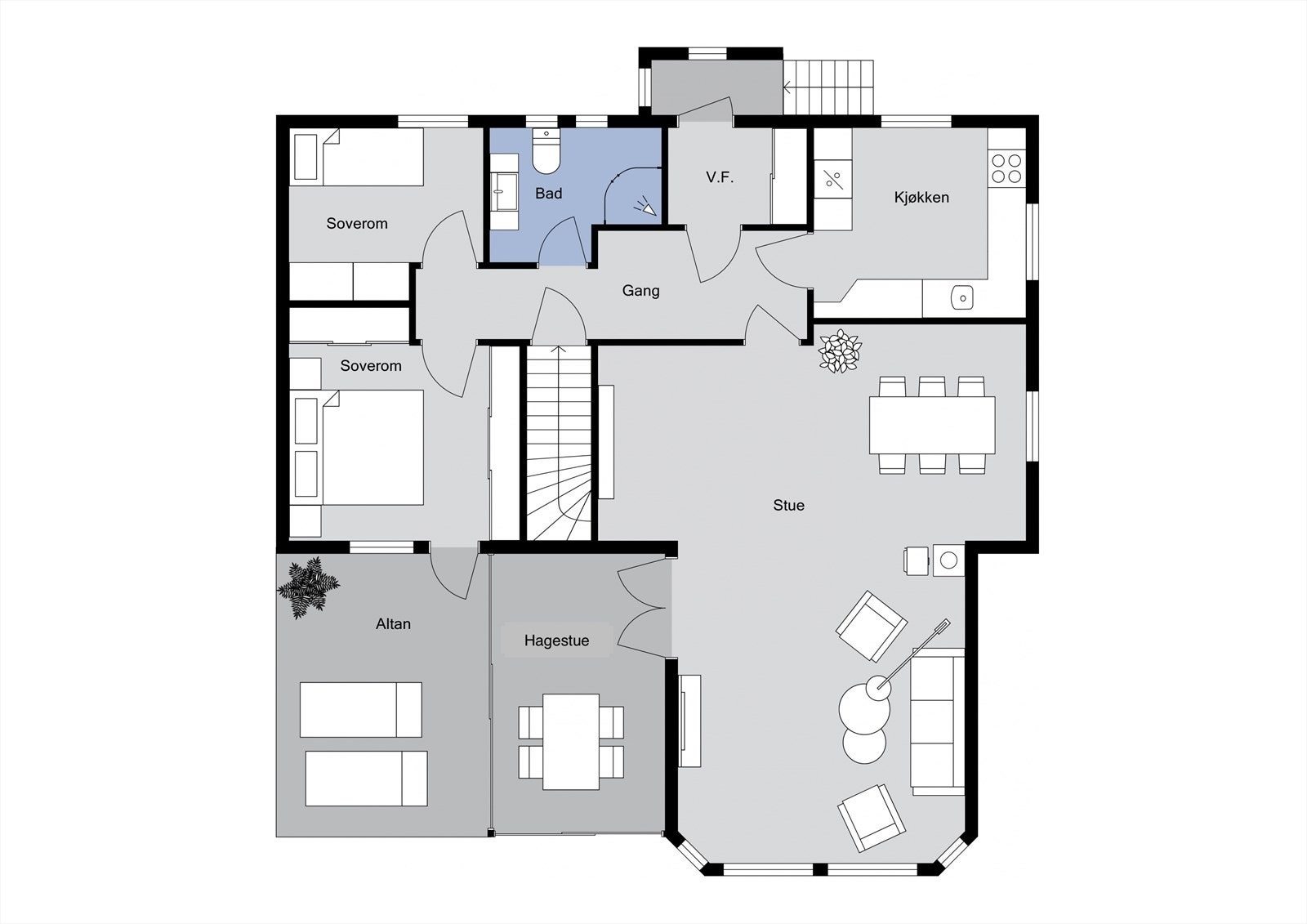 Plantegning 1. etasje Galleribilde