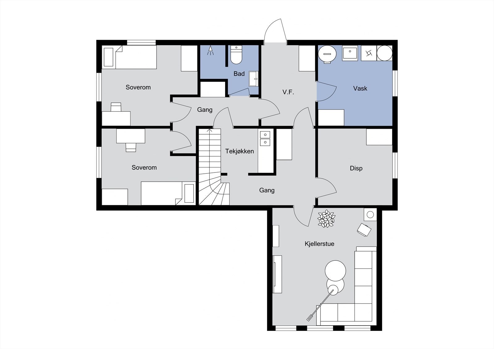 Planløsning kjeller (ikke omsøkt og godkjent som oppholdsrom) Galleribilde