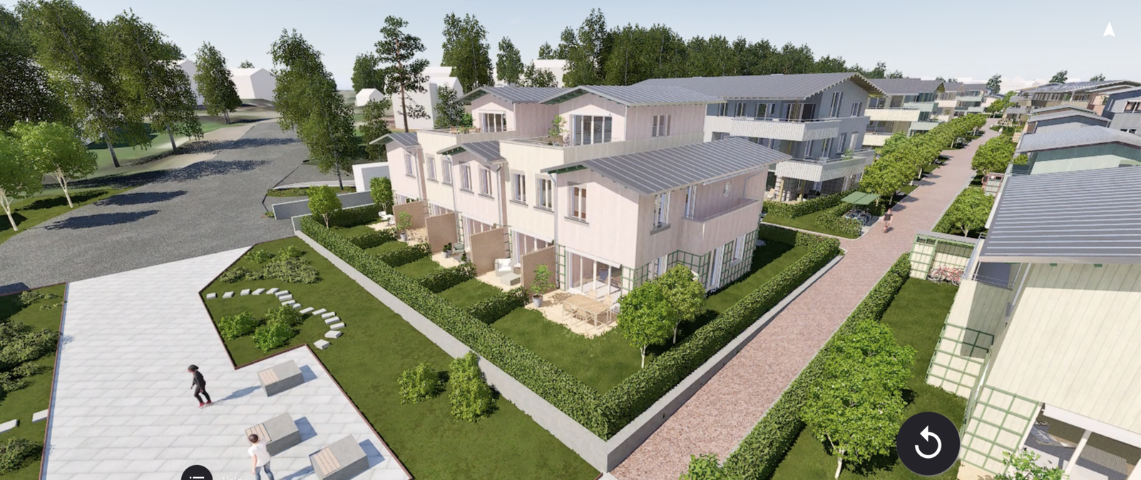 Bildet er tatt fra utbyggers solmodell og viser beliggenheten og utseendet til rekkehuset. Bildet kan avvike fra ferdig leveranse Galleribilde