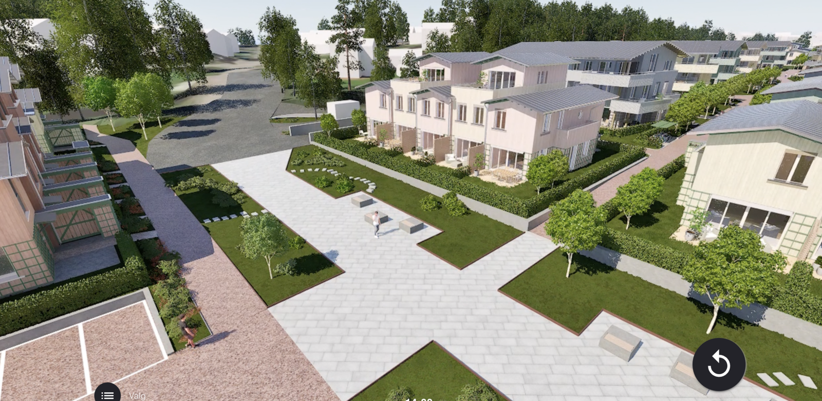 Bildet er tatt fra utbyggers solmodell og viser beliggenheten og utseendet til rekkehuset. Bildet kan avvike fra ferdig leveranse Galleribilde