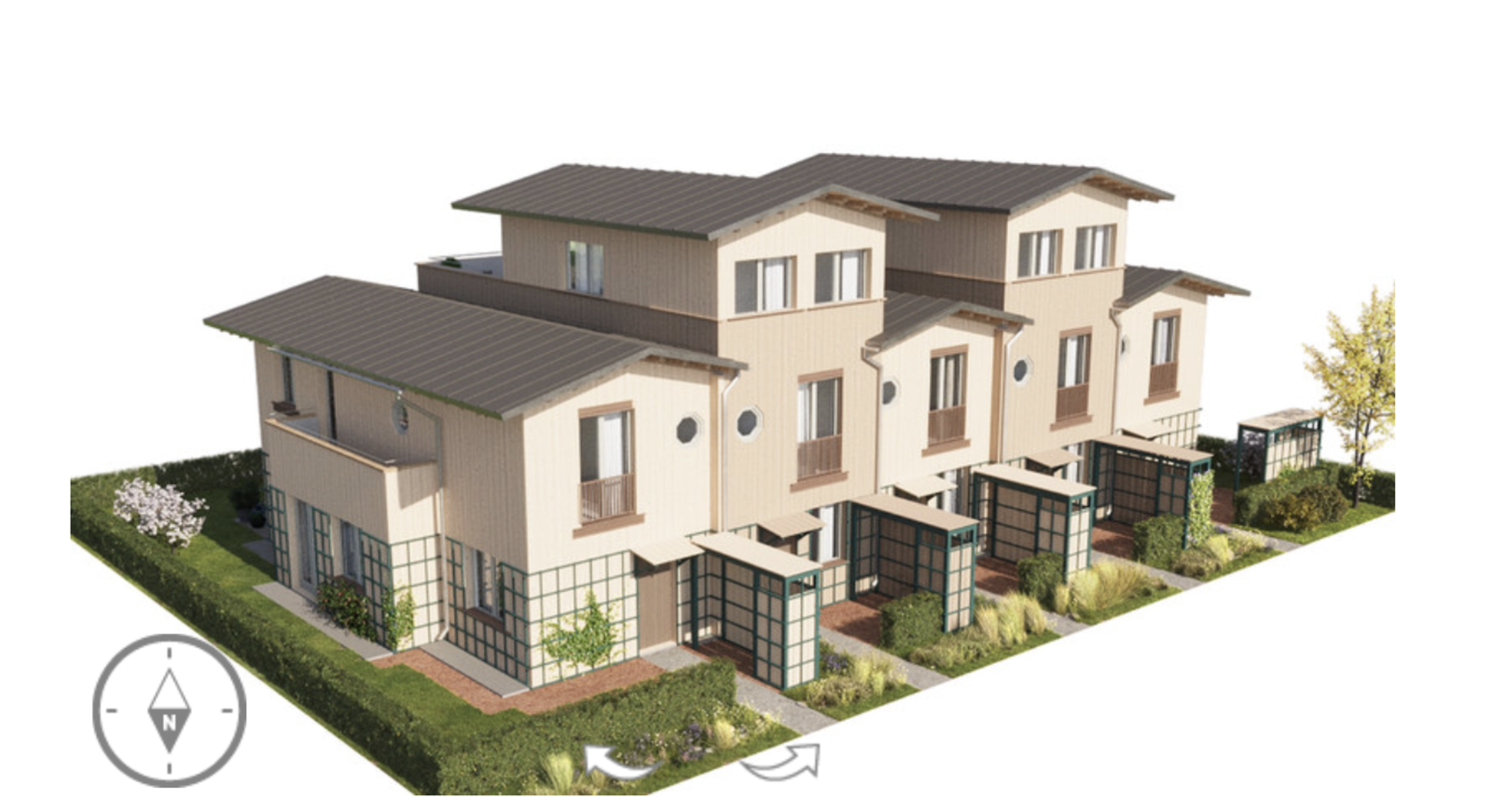 Biildet viser beliggenheten til det aktuelle rekkehuset Galleribilde