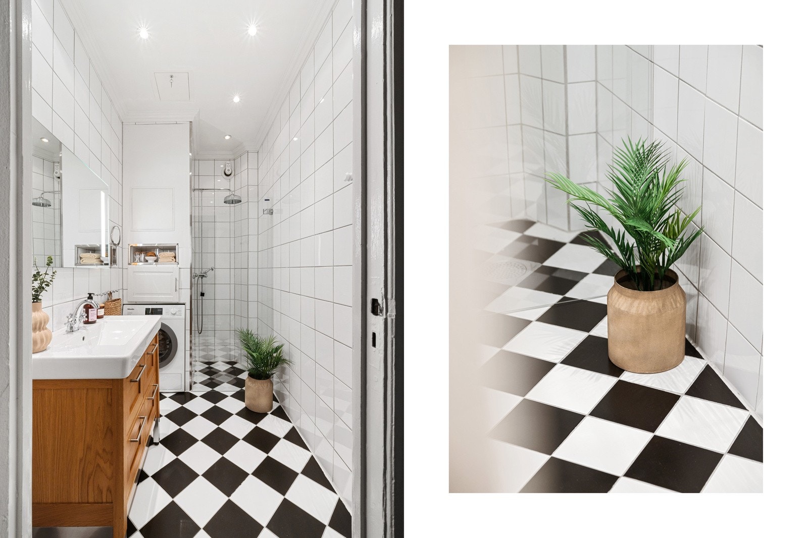 I gulvet er det lagt varmekabler for å holde rommet behagelig temperert. Badet er etablert i 2006 og fremstår som funksjonelt og oversiktlig. Galleribilde