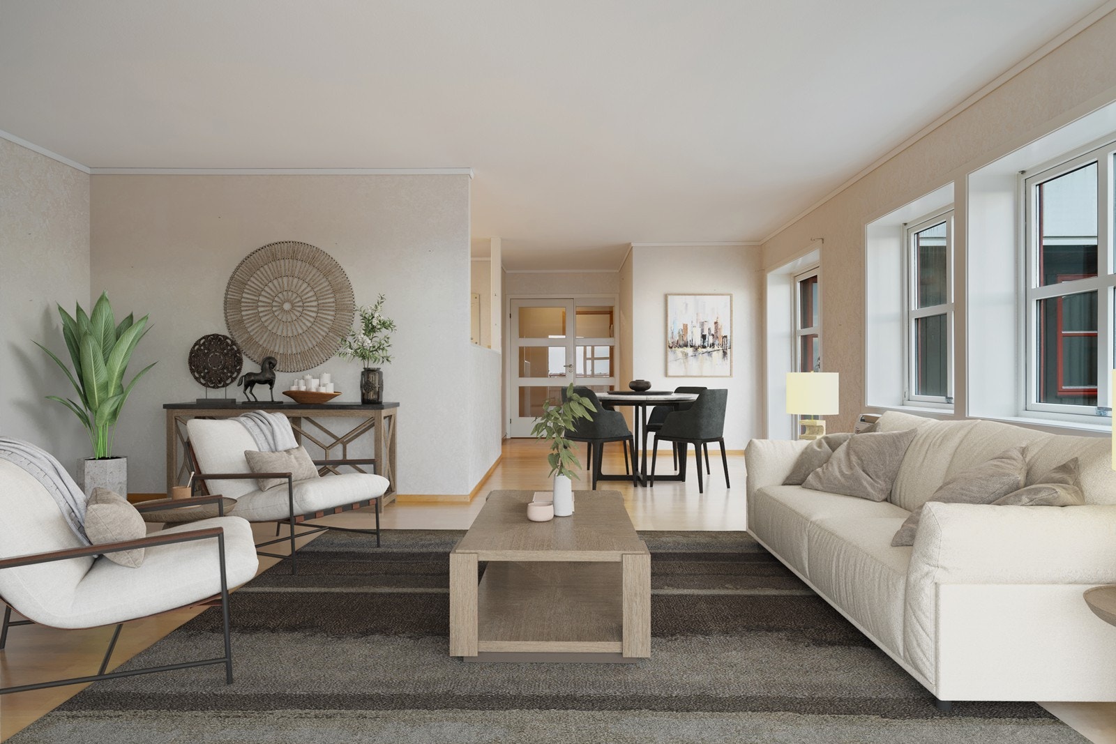 God plass for sofagruppe og spisestue Galleribilde