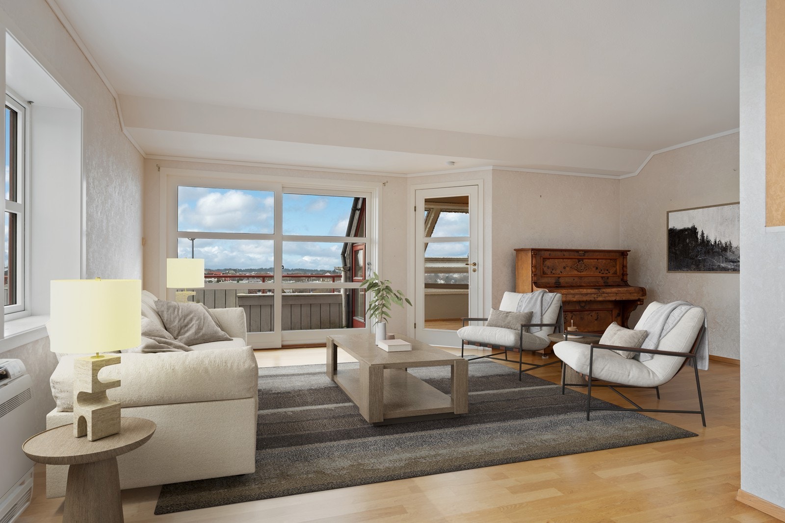 Digitalt møblert stue Galleribilde