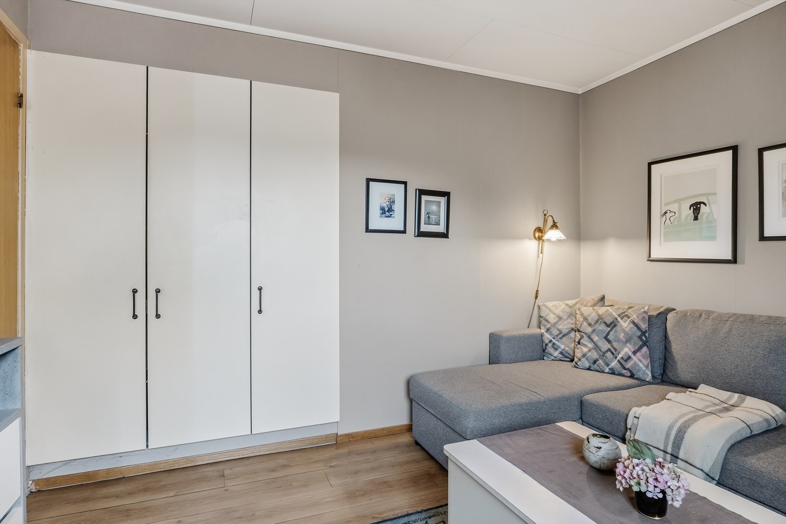 Plassbygd skap gir optimal utnyttelse av hver centimeter og gir en smart, praktisk og helhetlig løsning i rommet. Galleribilde