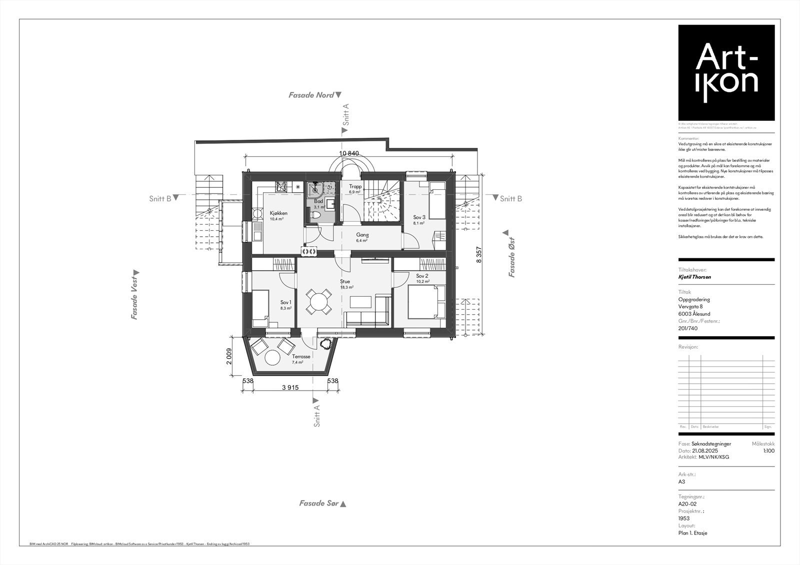 Fra søknad om bruksendring: Ny plantegning 1. etasje Galleribilde