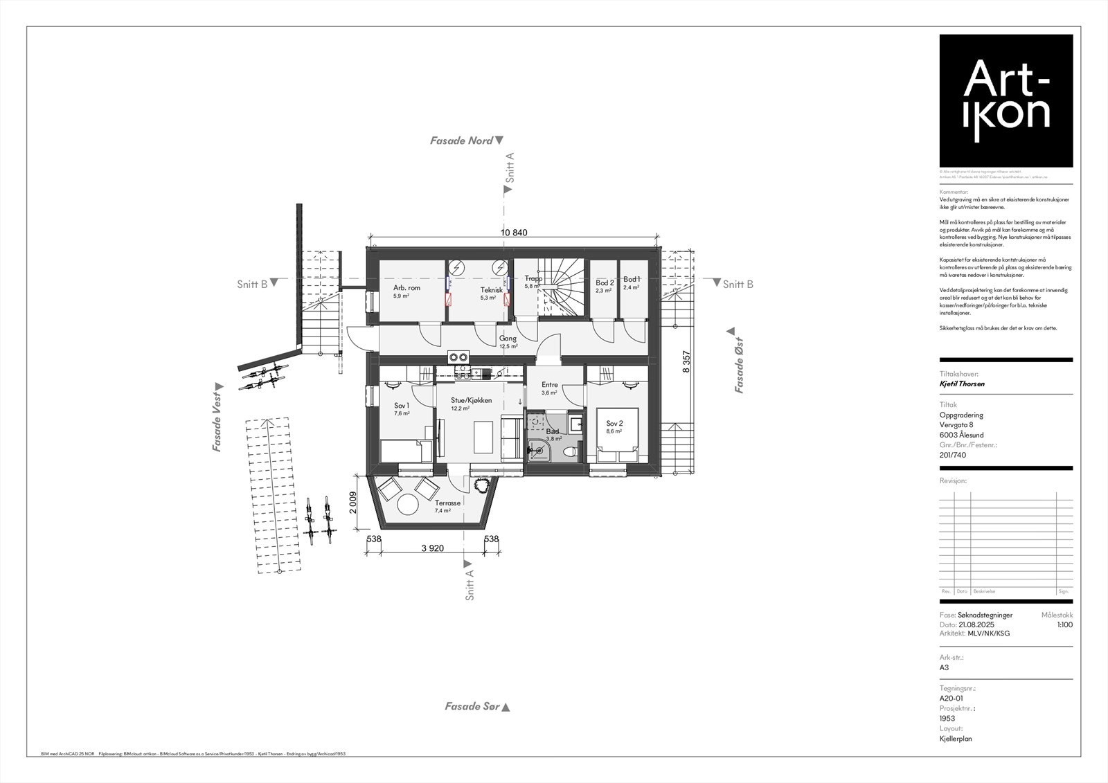 Fra søknad om bruksendring: Ny plantegning underetasje Galleribilde