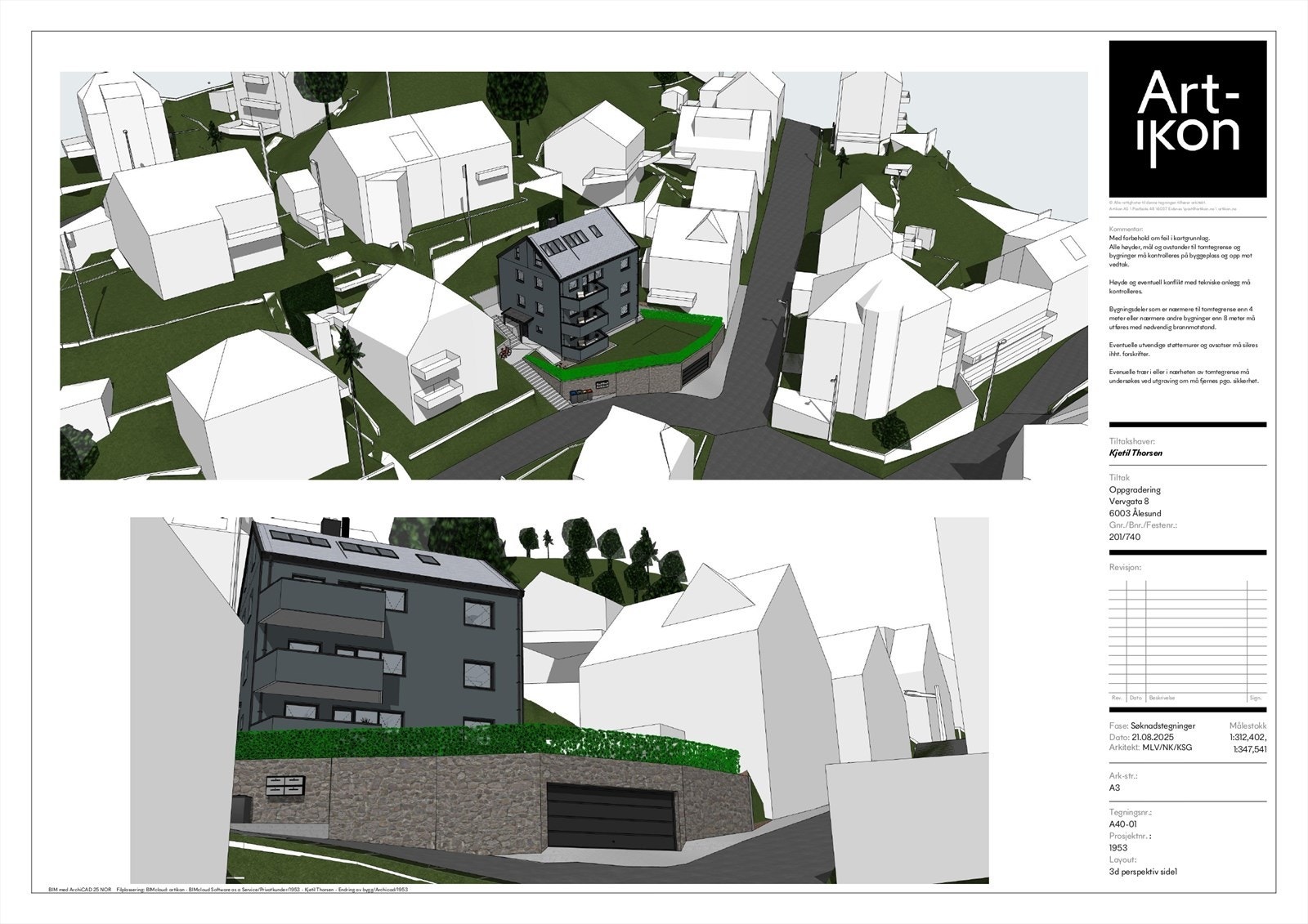 Tegning av omsøkt fasadeendring Galleribilde