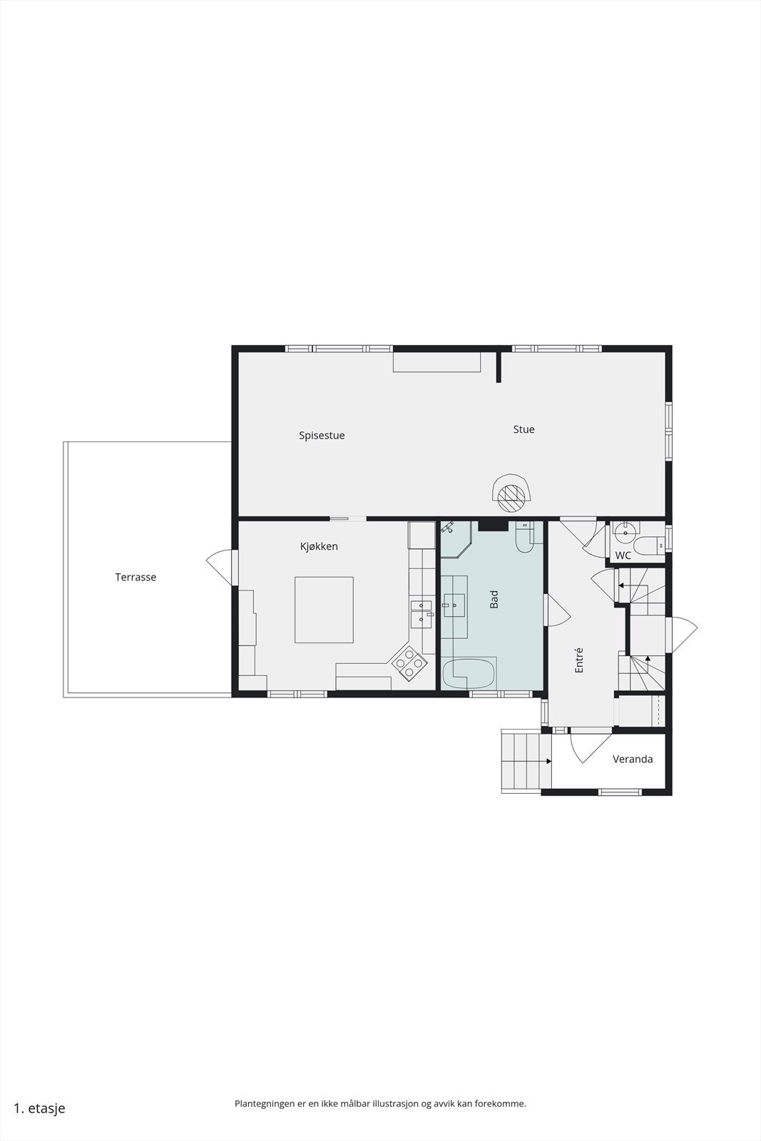 Plantegning for 1. etasje. Galleribilde