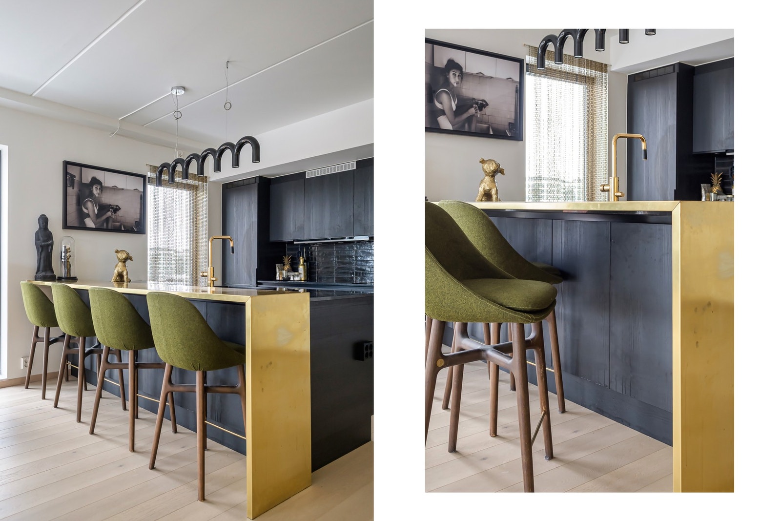 Endegavl i messing forlenger kjøkkenøya - levert av Bico Galleribilde