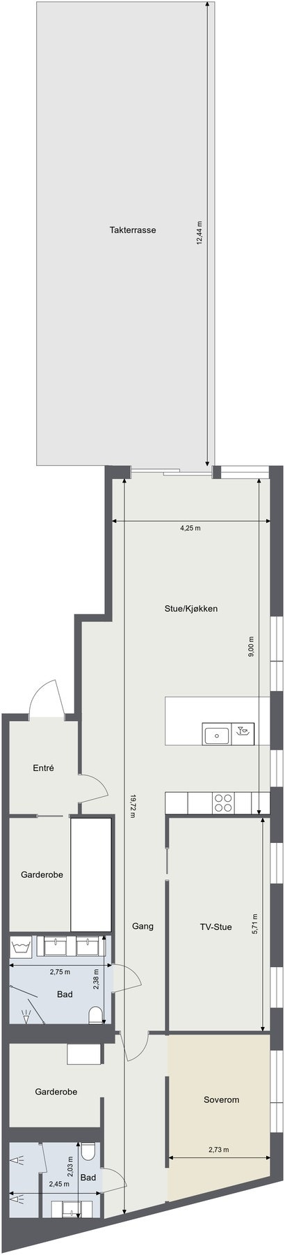 Det som i dag benyttes som TV-stue var opprinnelig to soverom. Dette kan enkelt tilbakestilles ved behov. Medfølger i tillegg garasjeplass med elbil lader og en romslig kjellerbod. Galleribilde