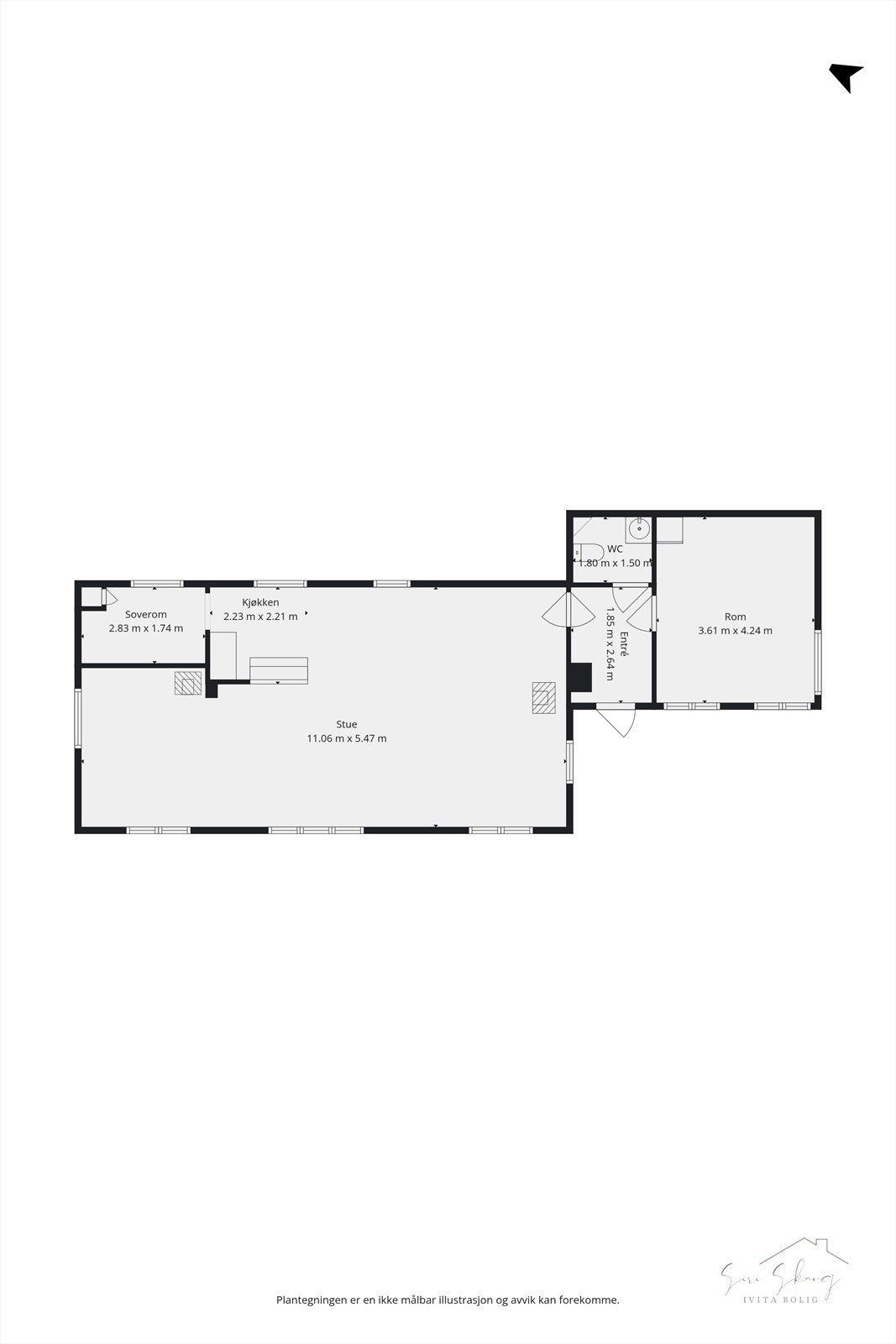 2D skisse av planløsning. Galleribilde