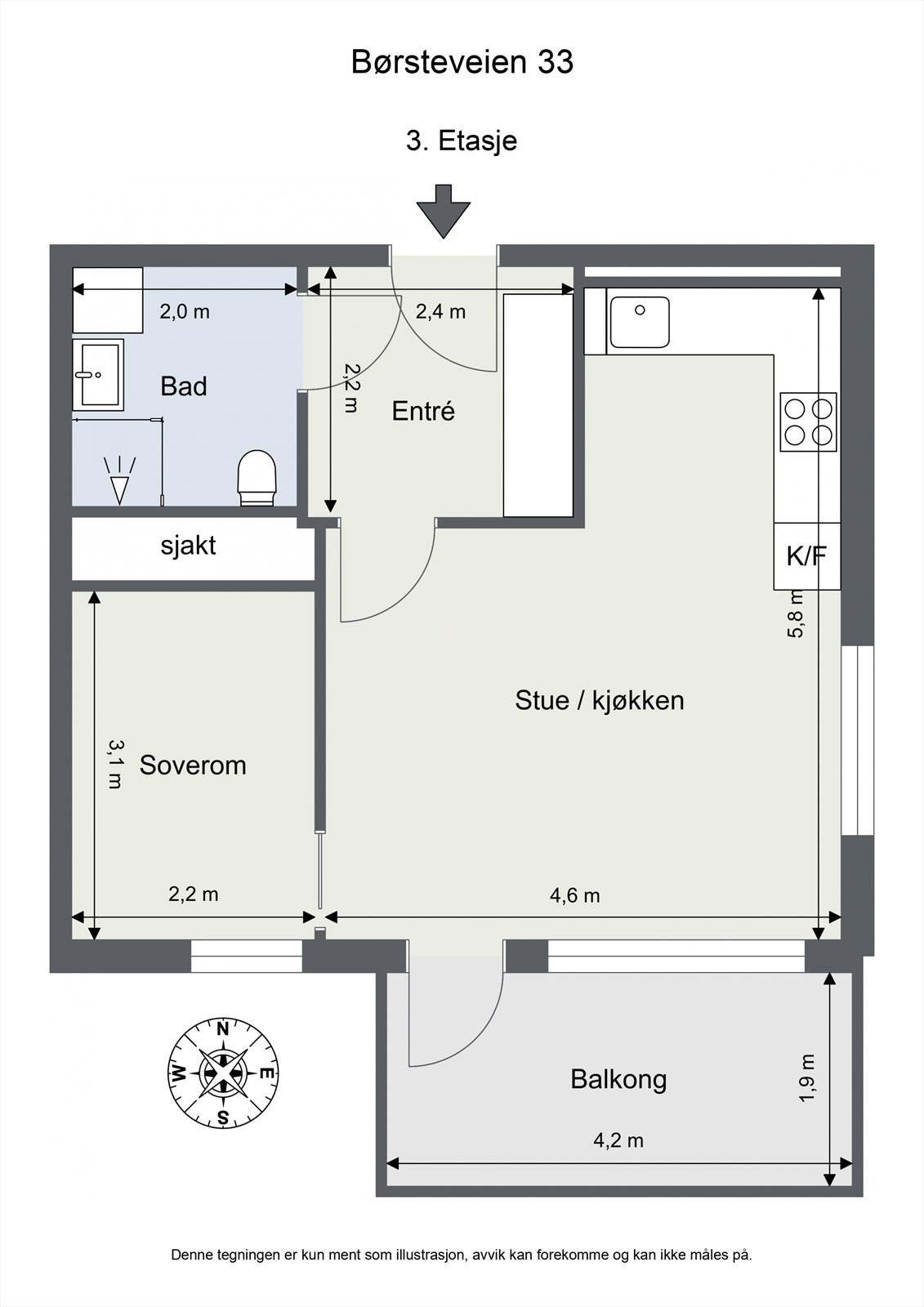 Leiligheten har en smart planløsning på 41 m² som utnytter arealet godt. Galleribilde