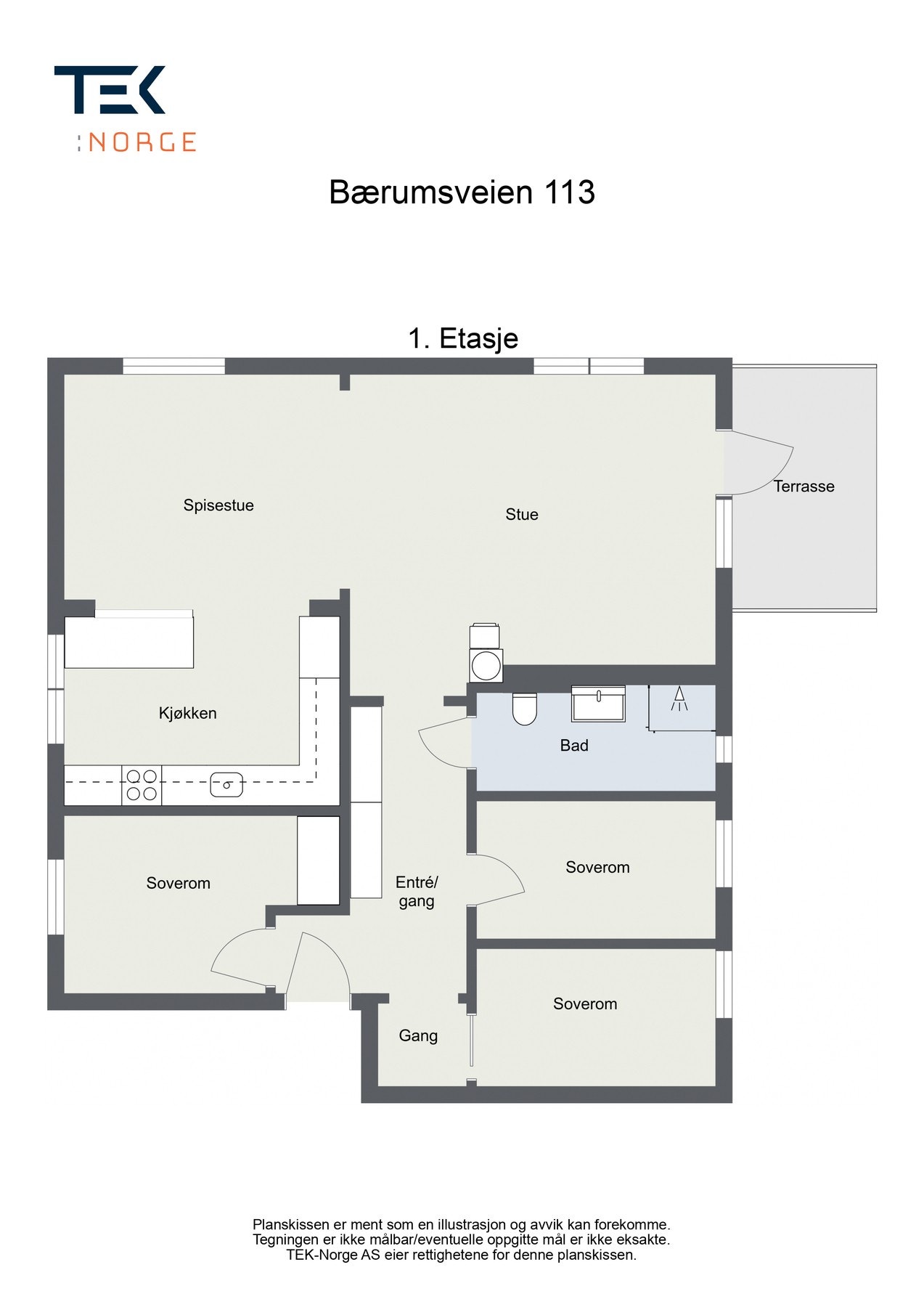Meget god planløsning en etg. over inngangspartiet Galleribilde
