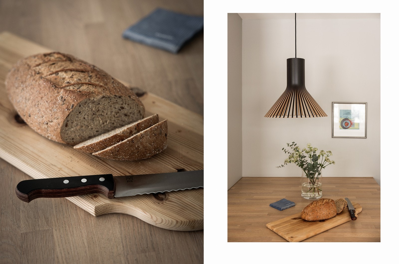 Kjøkkenhalvøya fungerer både som praktisk kjøkkenbenk og en hyggelig spiseplass. Galleribilde