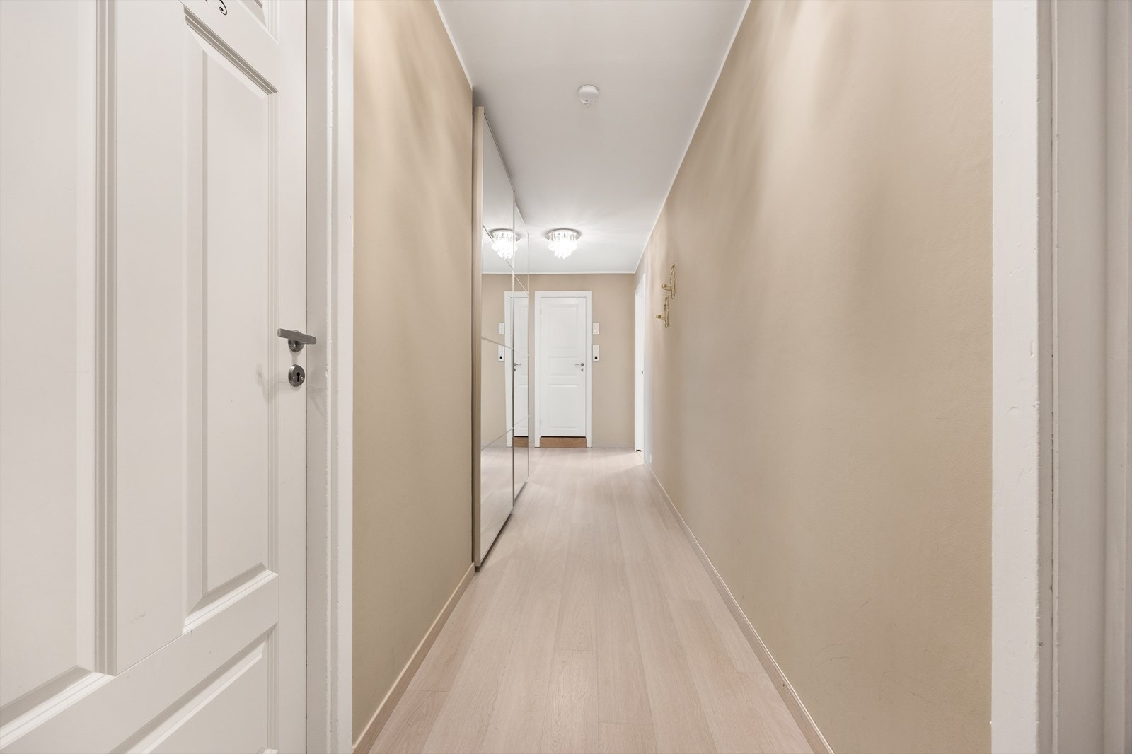 Entréen har nylig lagt laminatgulv og overflatebehandlede vegger, som gir et godt førsteinntrykk Galleribilde