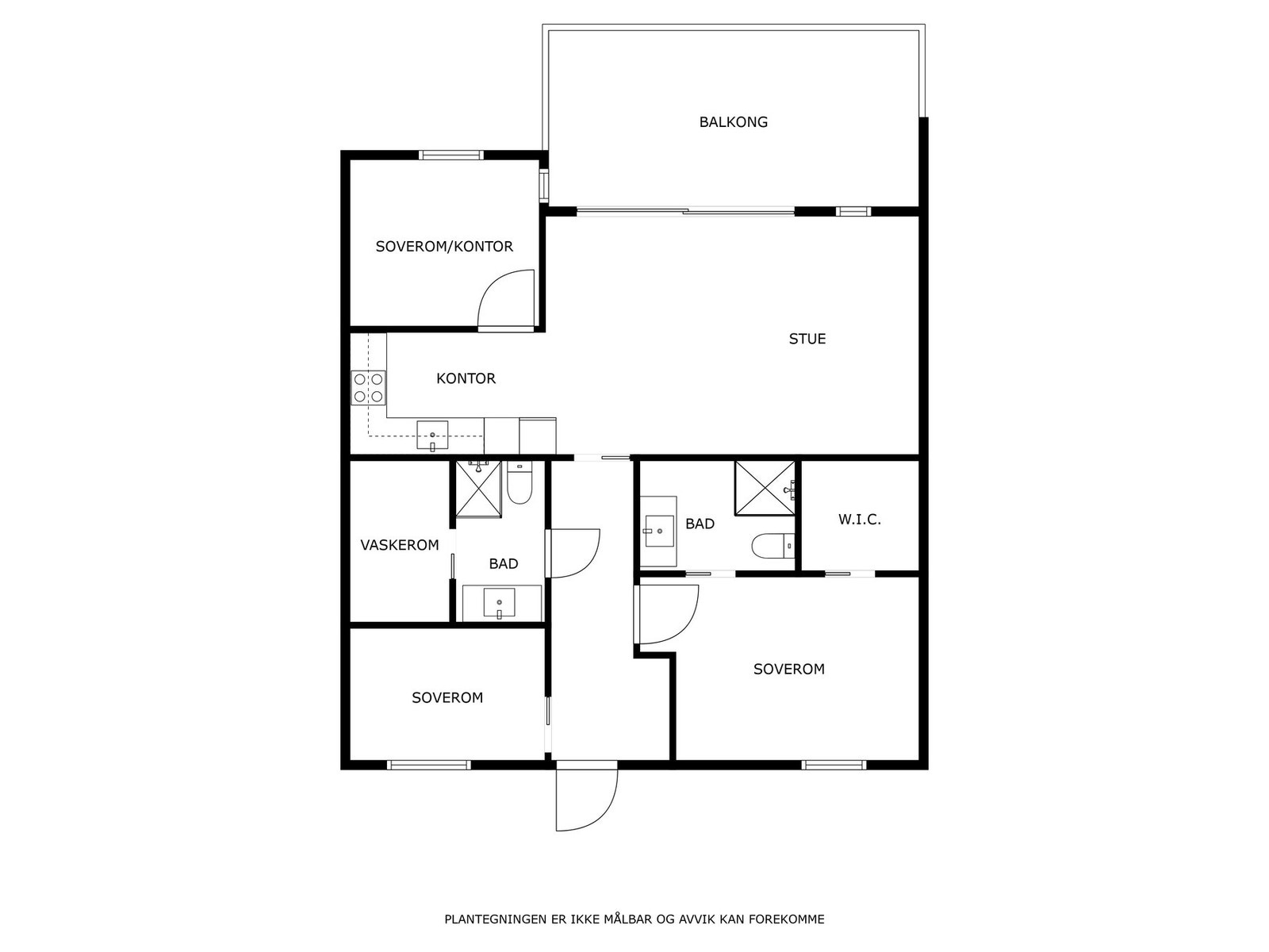 God romløsning med to soverom, medierom og to bad Galleribilde