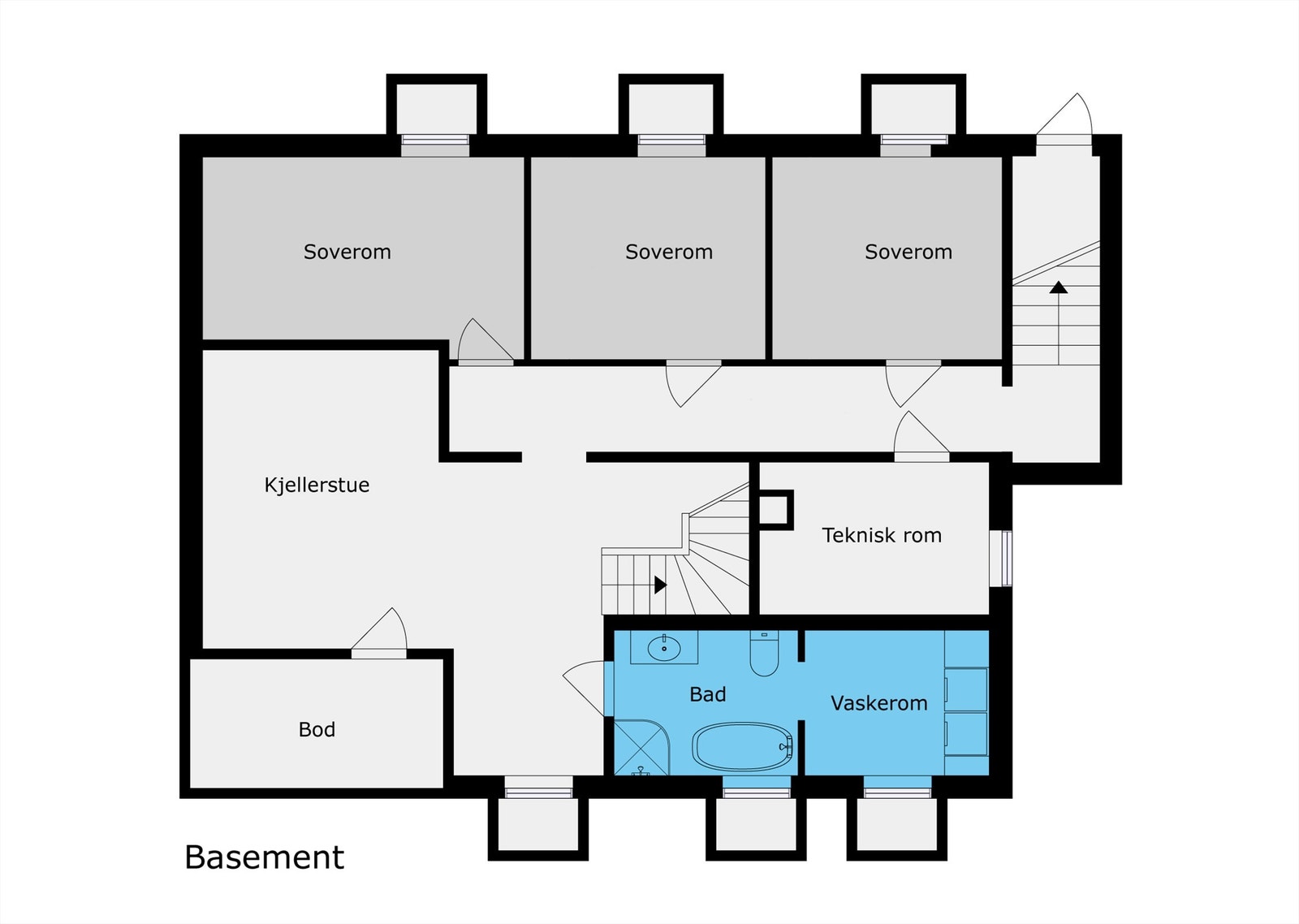 Plantegning - kjelleretasje. Galleribilde
