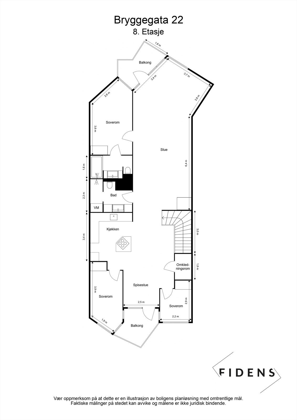 Plantegning 8. etasje. Galleribilde