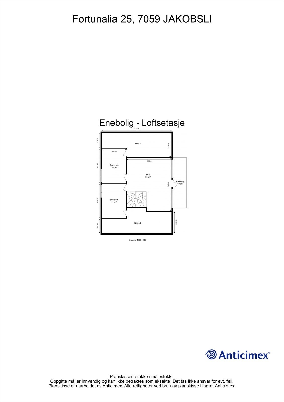 Planskisse loftsetasje. Galleribilde