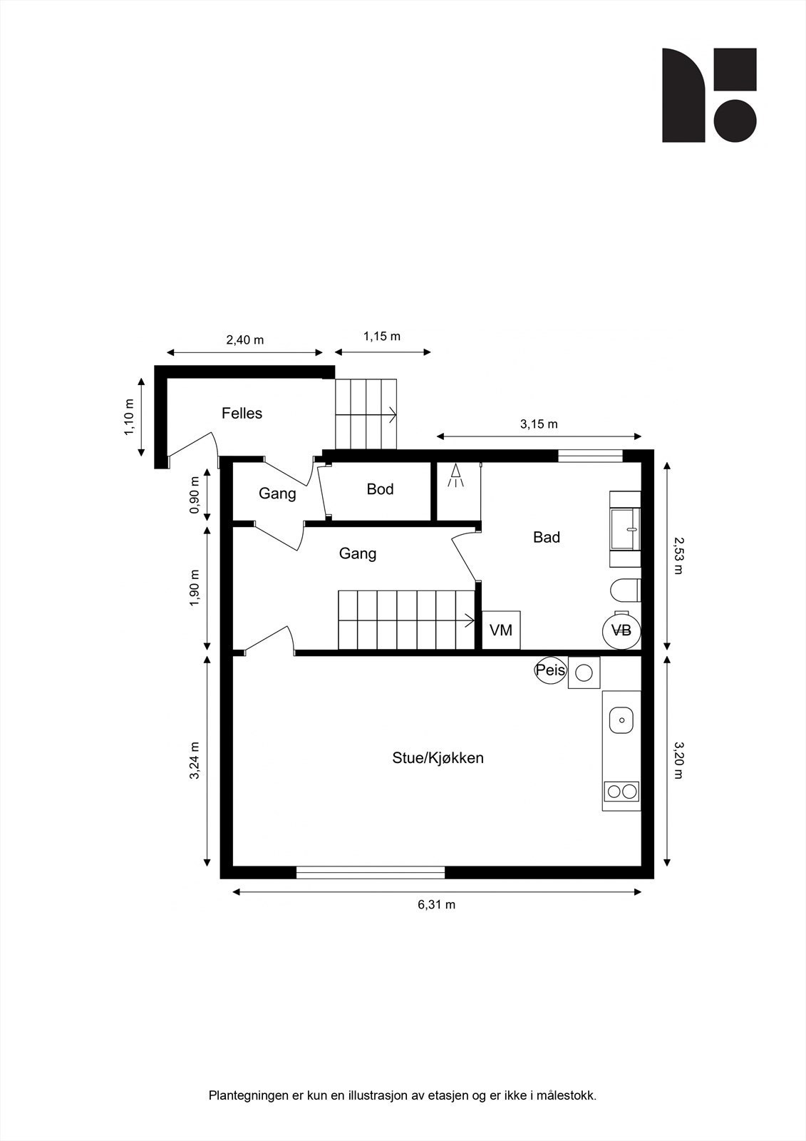 Planskisse kjeller Galleribilde