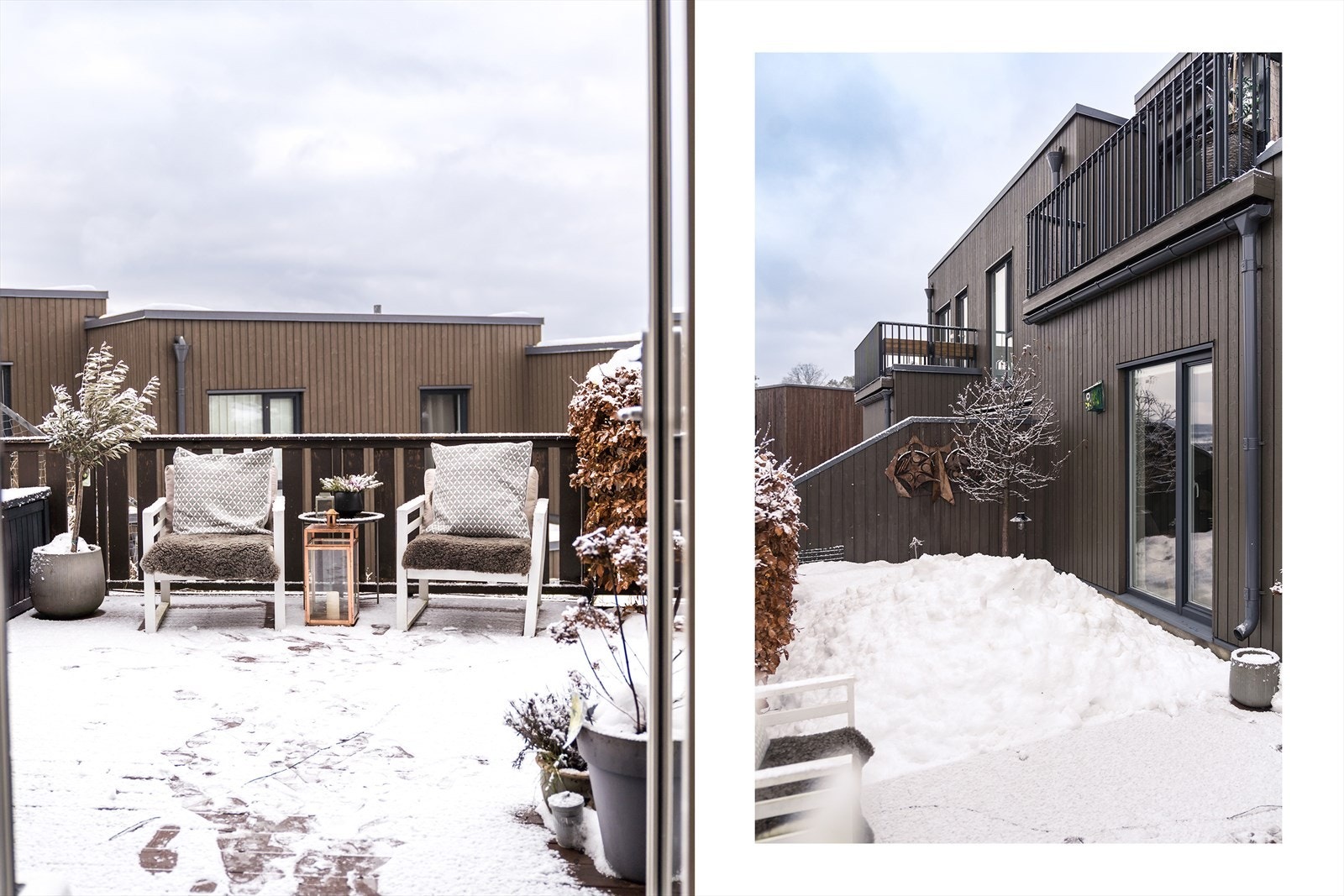 Uteplassene består av terrasser og hage. En adkomstterrasse, terrasse med utgang fra stuen og en i andre etasje med utgang fra tv-stue/soverom. Galleribilde