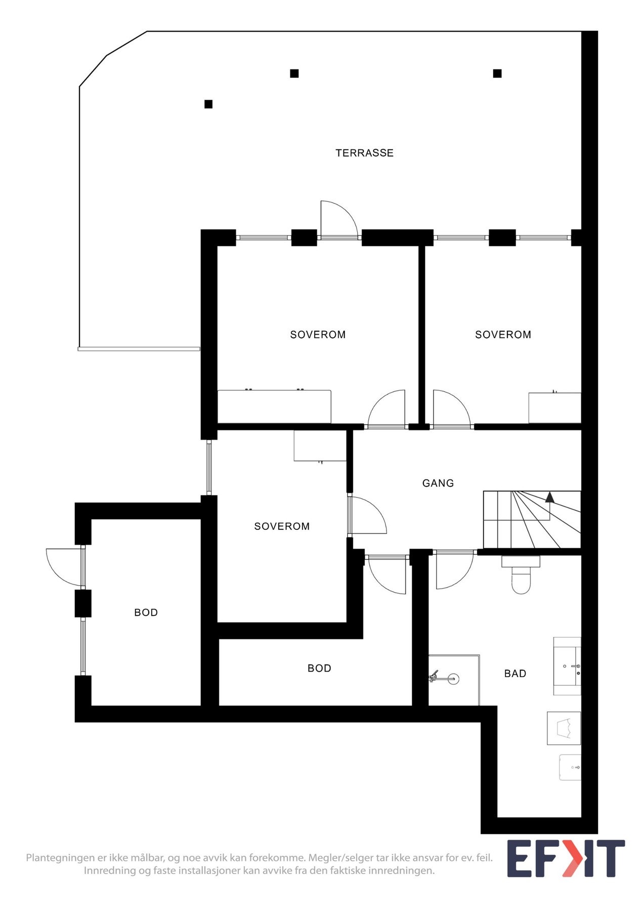 Plantegning som viser planløsningen over underetasjen. Galleribilde
