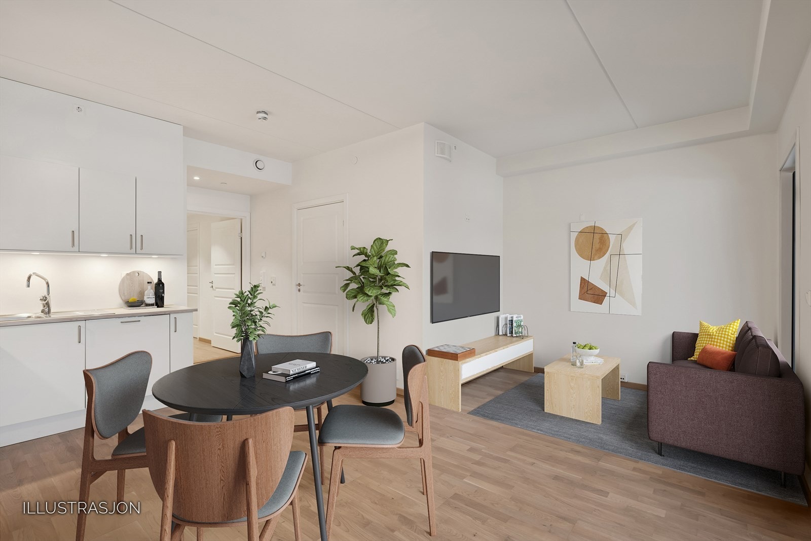 Her får du en åpen og moderne leilighet med stort privat uteområde rett utenfor verandadøren! Galleribilde